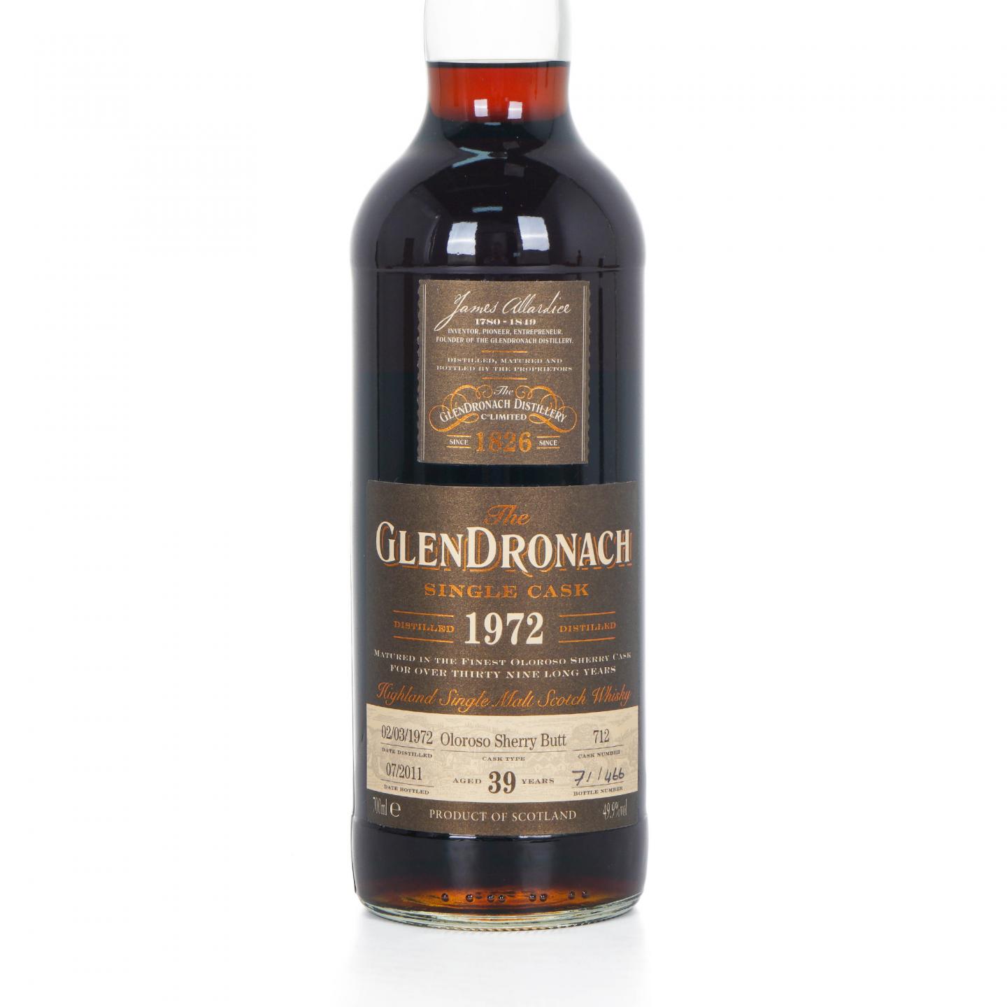 Glendronach 格兰多纳 39年 1972-2011 雪莉单桶#712
