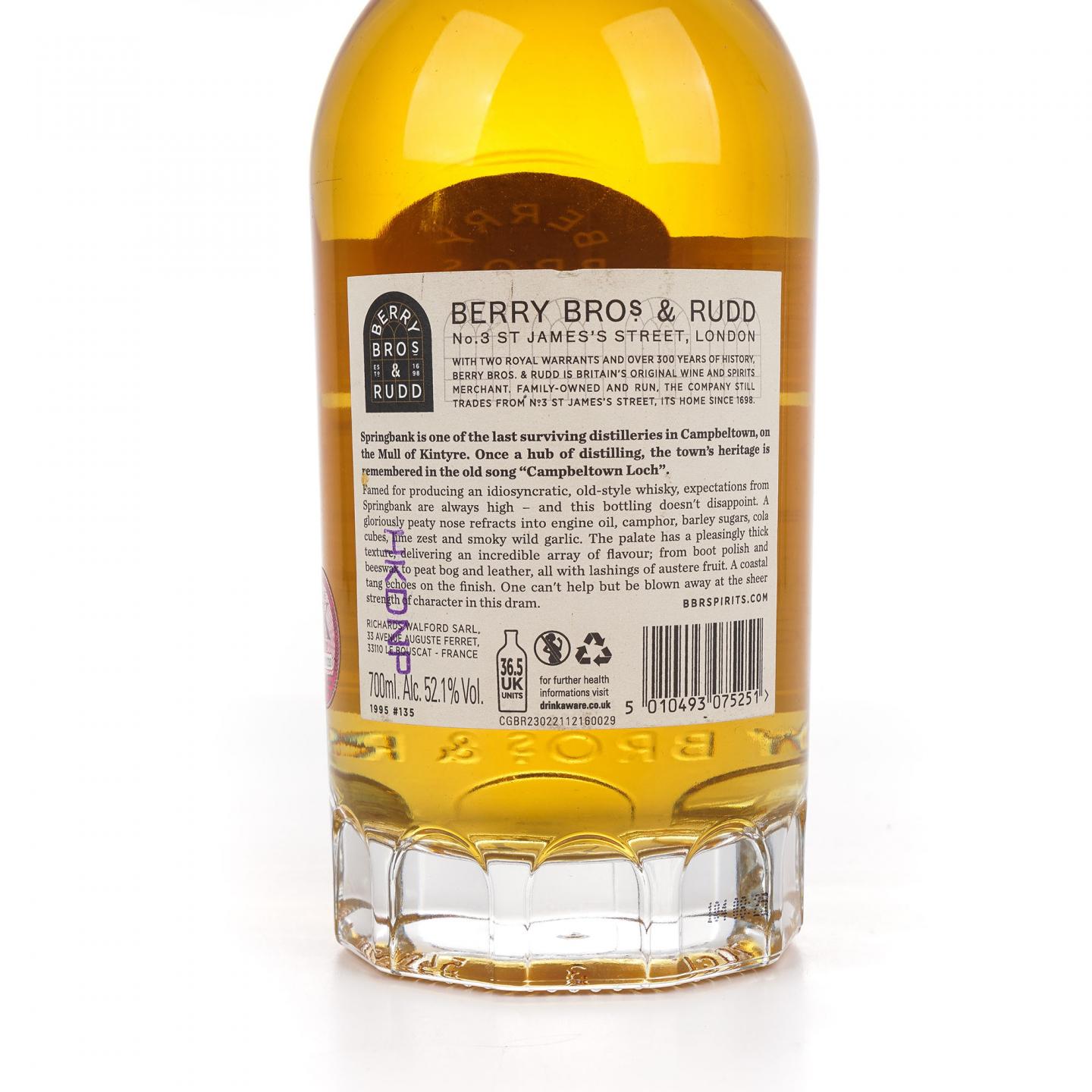 Springbank 云顶 1995-2022 BBR 超凡单桶#135