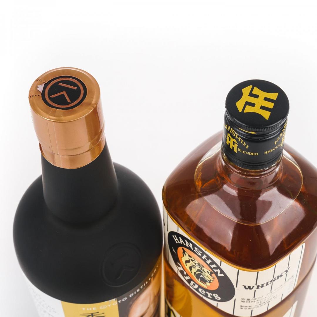 【珍稀套装】70年代/2010年代 轻井泽/季之美 阪神老虎队限定威士忌/「能面系列之桥姬」金酒2只组