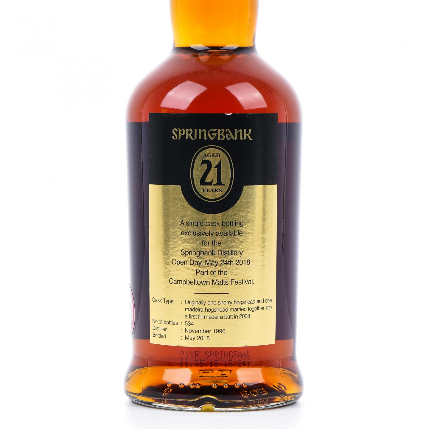 Springbank 云顶 21年 1996-2018 Open Day 单桶