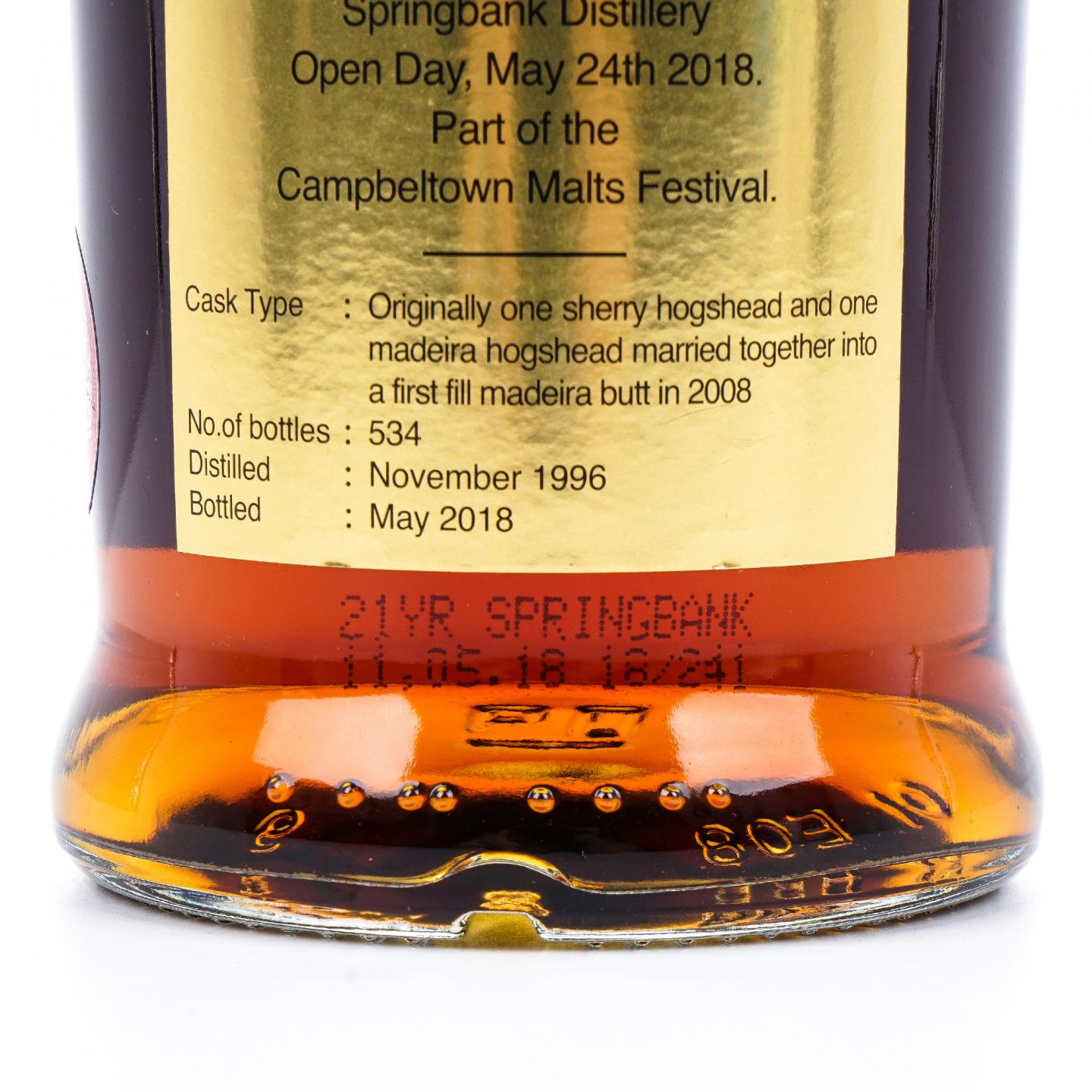 Springbank 云顶 21年 1996-2018 Open Day 单桶