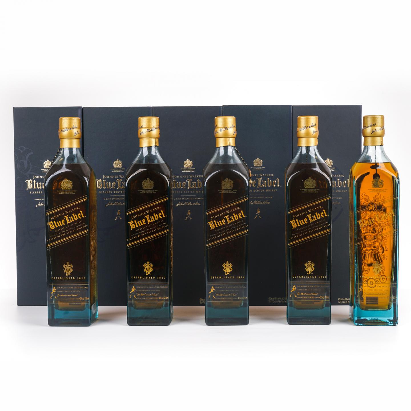 Johnnie Walker 尊尼获加 蓝牌 五路财神 750ml*5瓶组