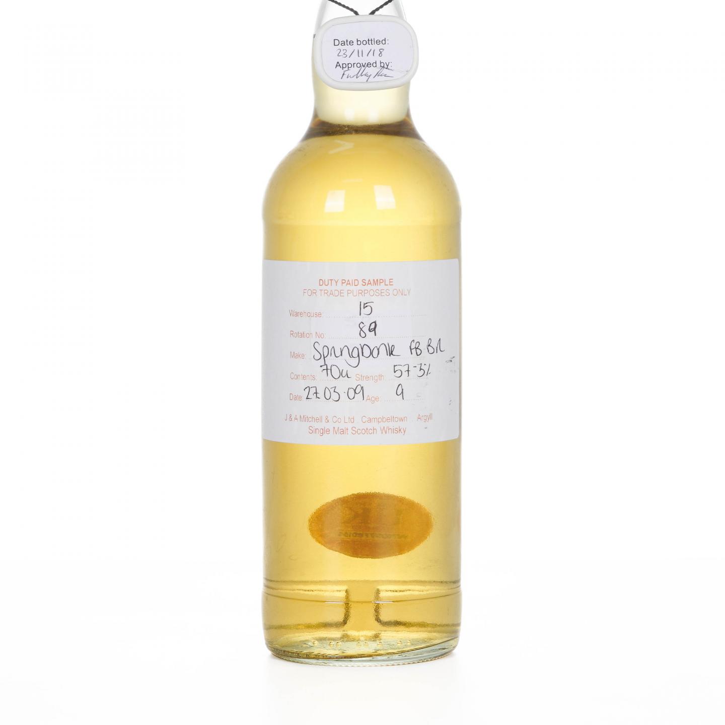 Springbank 云顶 9年 2009 完税瓶 波本桶