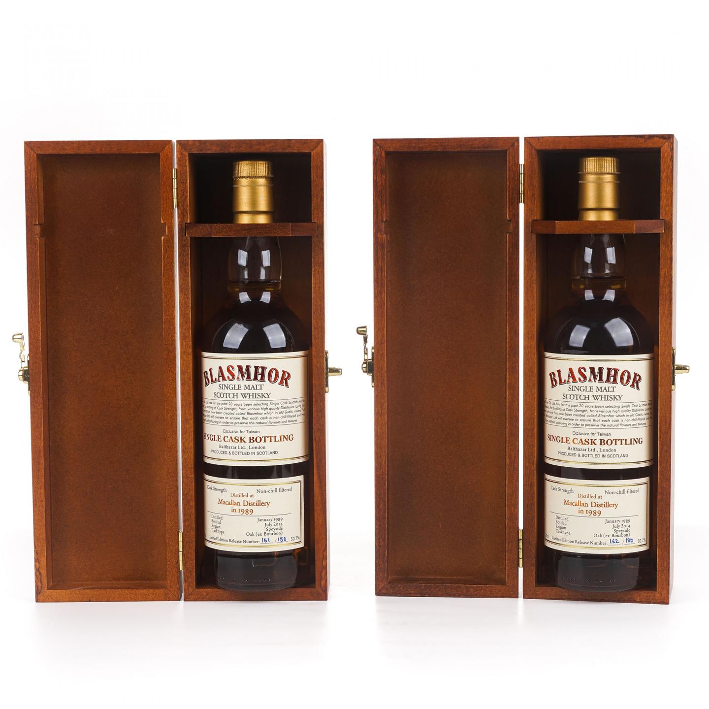 Macallan 麦卡伦 25年 1989-2014 单桶桶强 Blasmhor 2瓶组