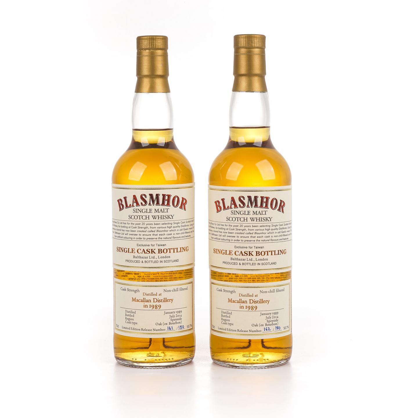 Macallan 麦卡伦 25年 1989-2014 单桶桶强 Blasmhor 2瓶组