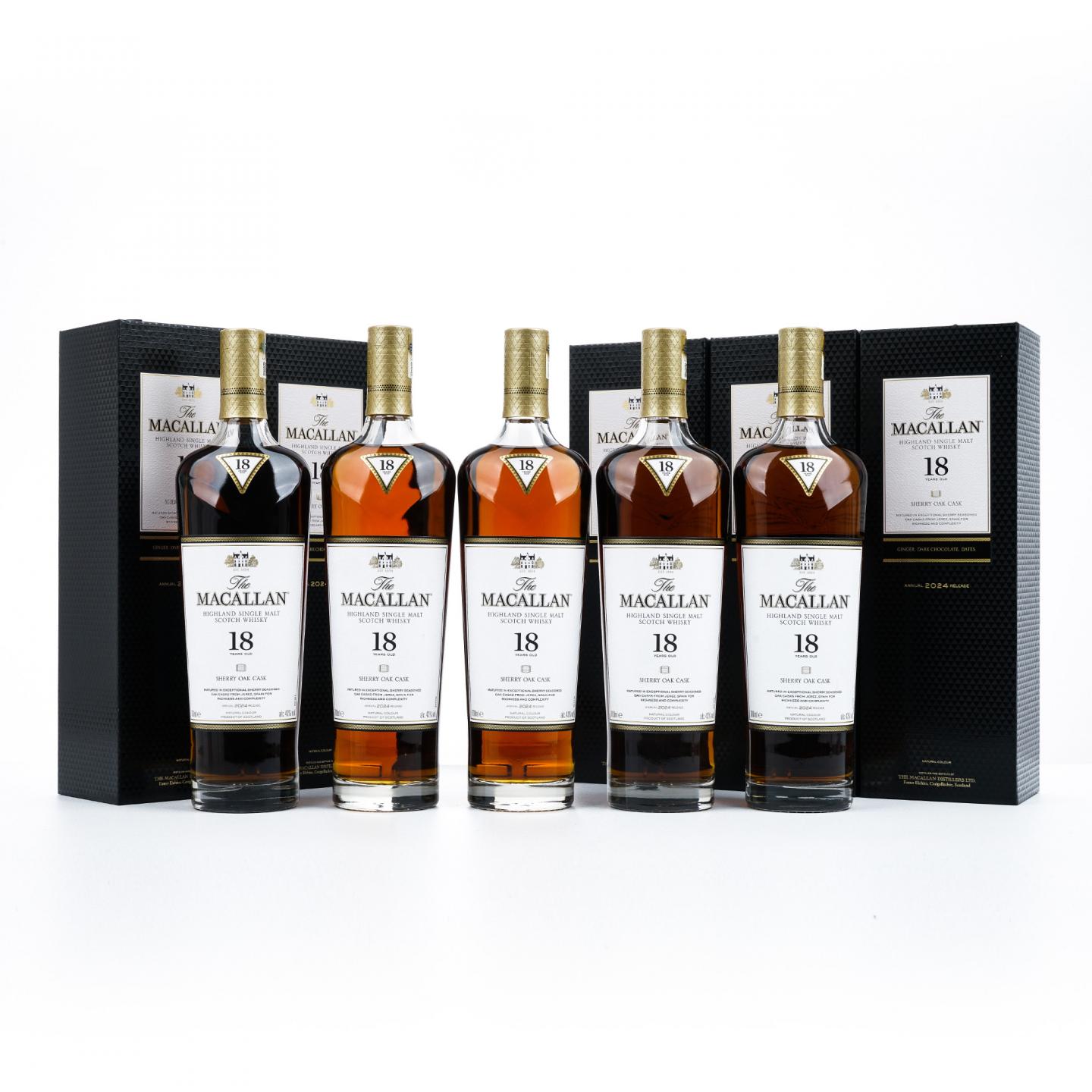 【附X光图】Macallan 麦卡伦 18年 2024 雪莉桶 5瓶组