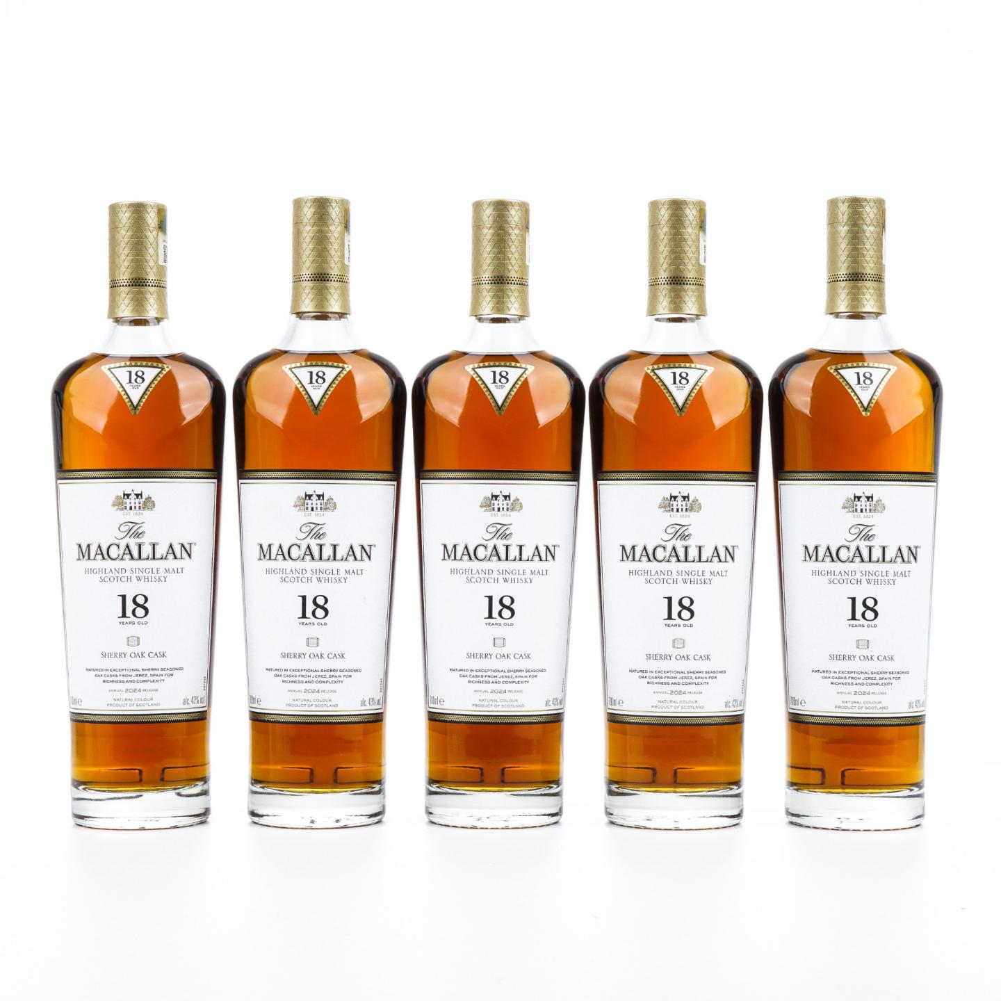 【附X光图】Macallan 麦卡伦 18年 2024 雪莉桶 5瓶组