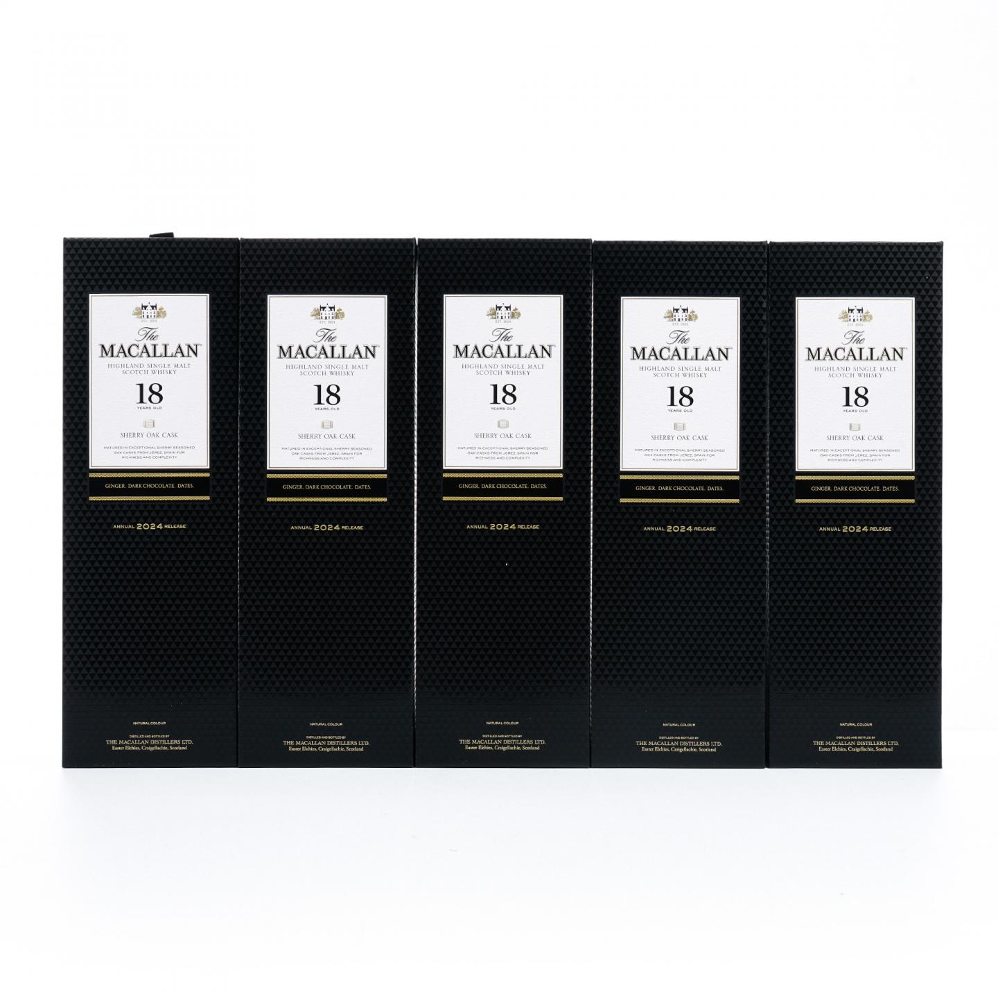 【附X光图】Macallan 麦卡伦 18年 2024 雪莉桶 5瓶组