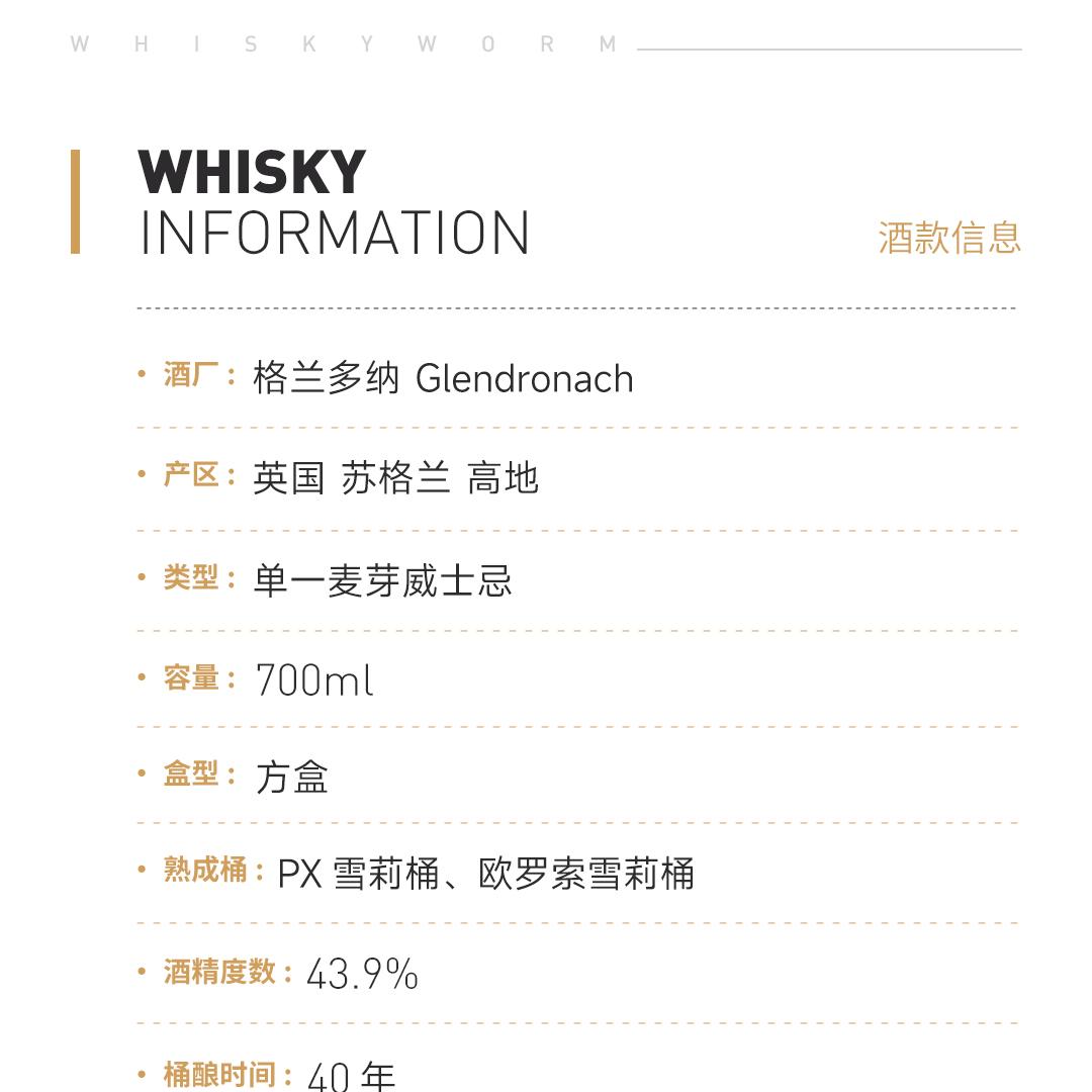 【预售30天 极境之选】GlenDronach 格兰多纳40年陈酿单一麦芽威士忌