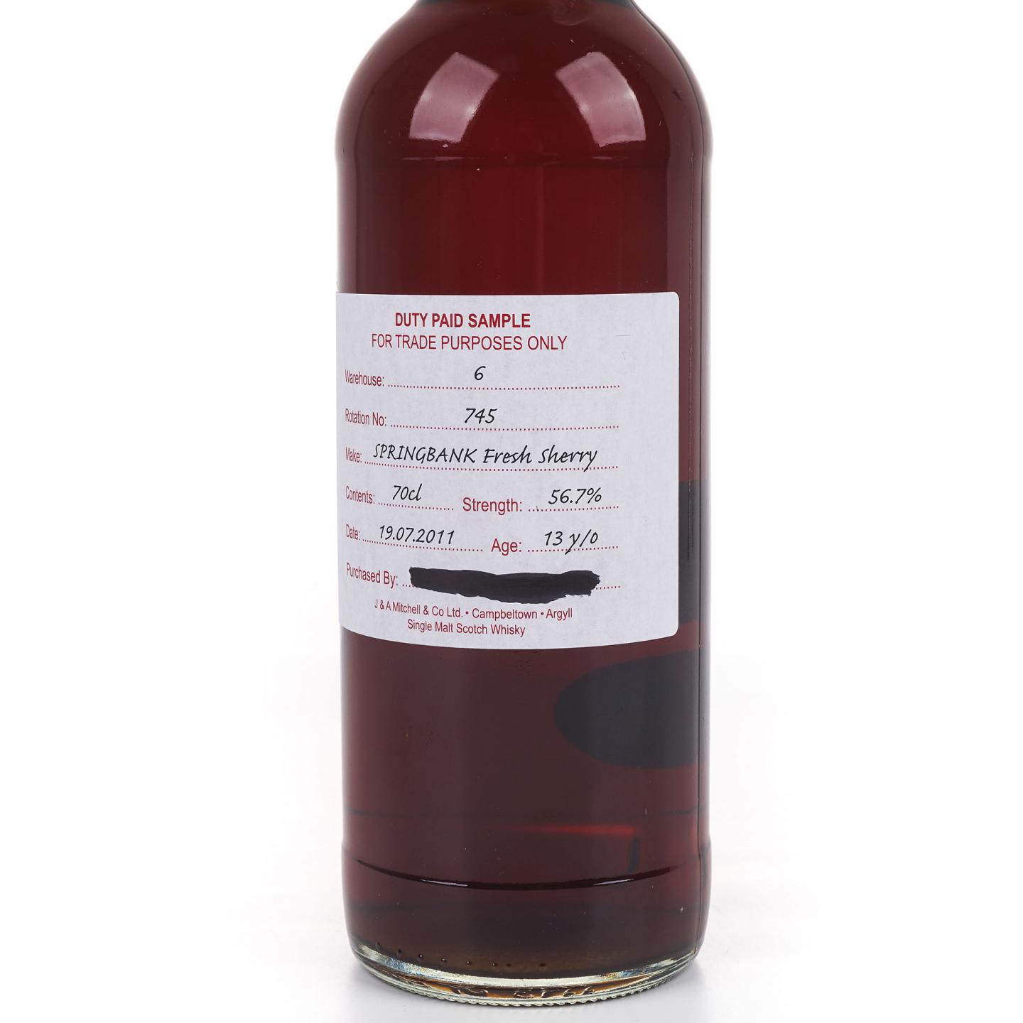 Springbank 云顶 13年 2011 完税瓶 雪莉桶