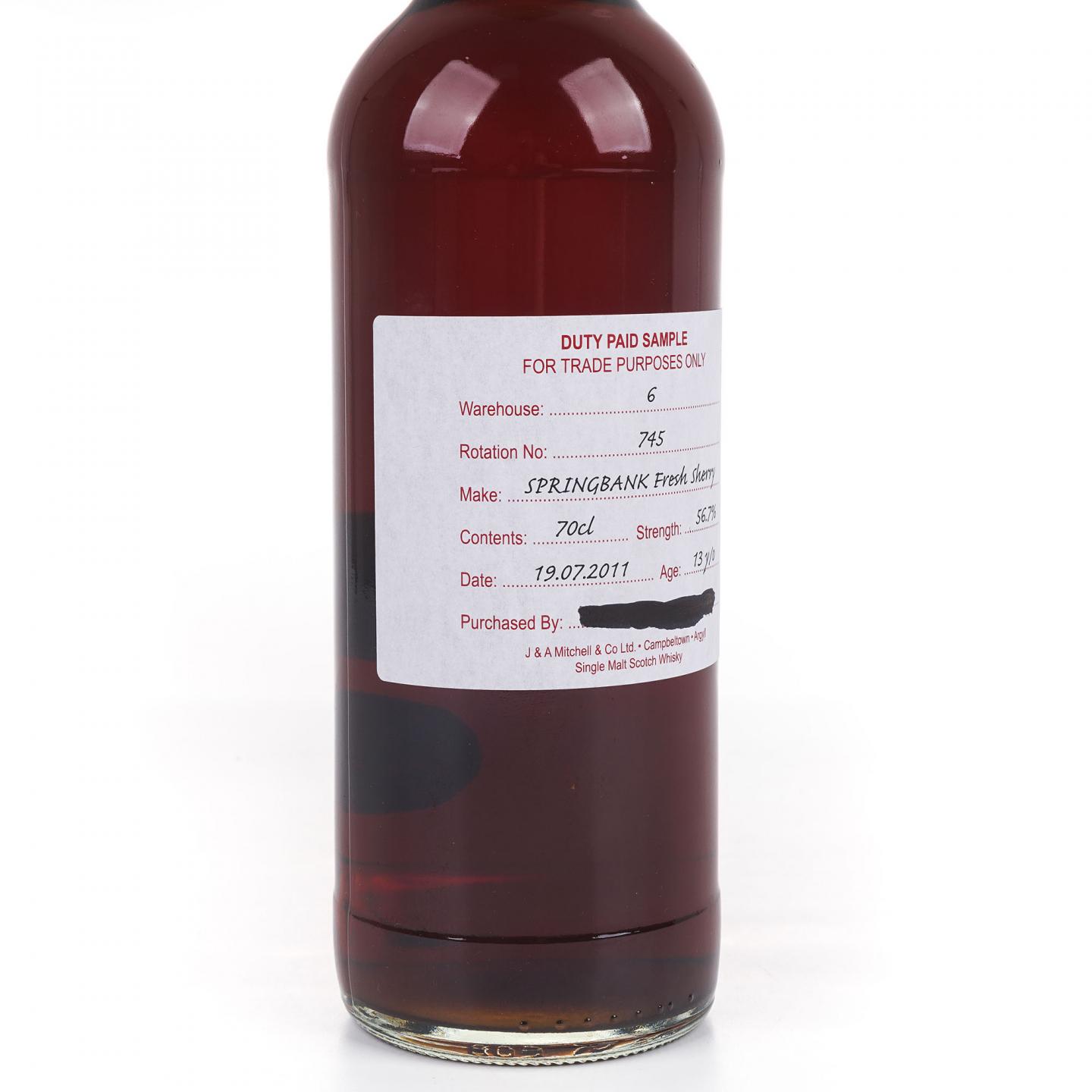 Springbank 云顶 13年 2011 完税瓶 雪莉桶