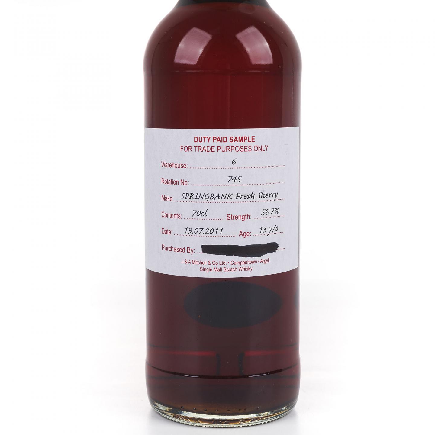 Springbank 云顶 13年 2011 完税瓶 雪莉桶