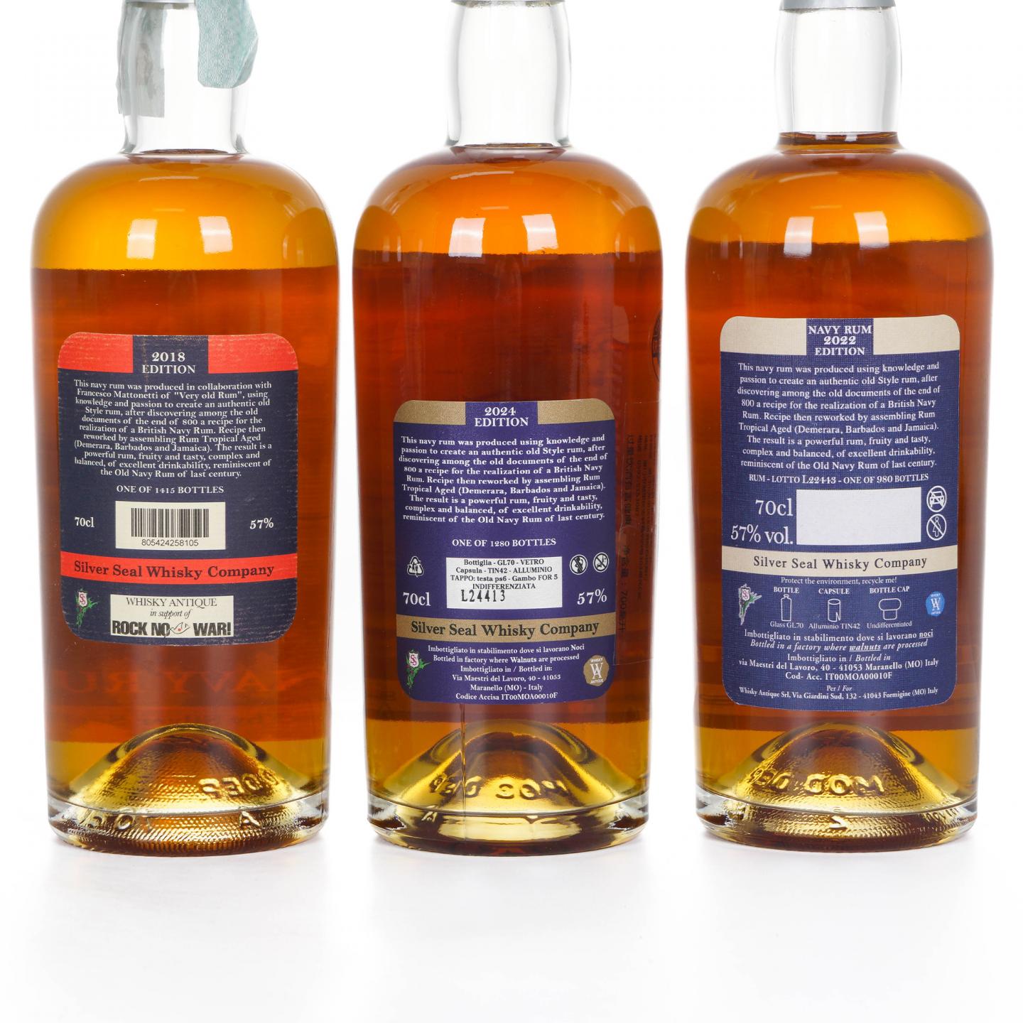 Old Navy Rum 2018/2022/2024 Silver Seal 老海军朗姆酒 3瓶组