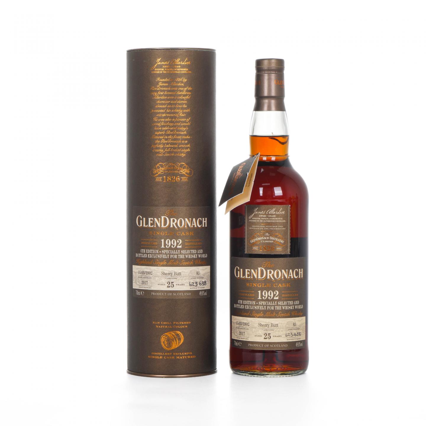 Glendronach 格兰多纳 25年 1992-2017 The Whisky World选桶 单桶#83