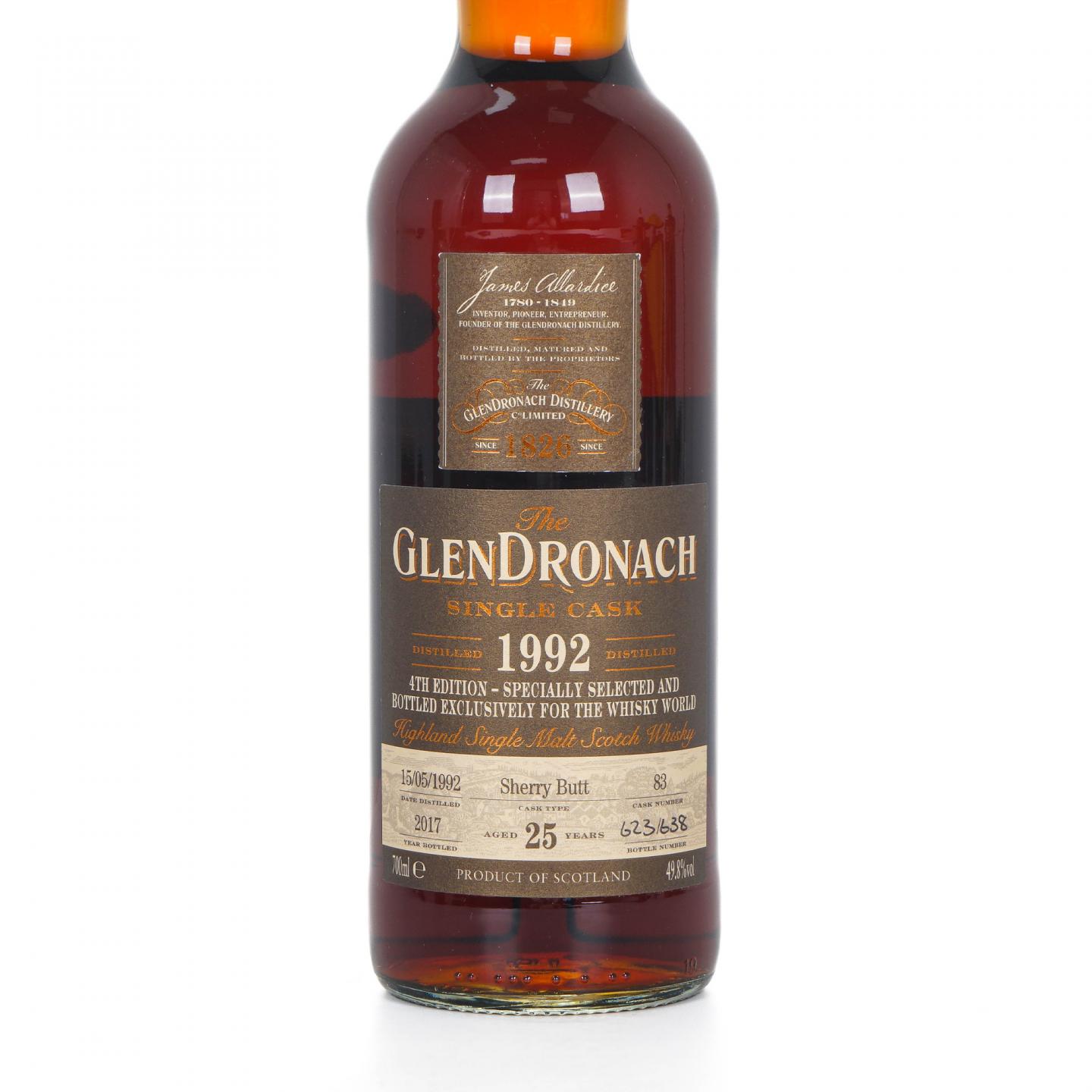 Glendronach 格兰多纳 25年 1992-2017 The Whisky World选桶 单桶#83