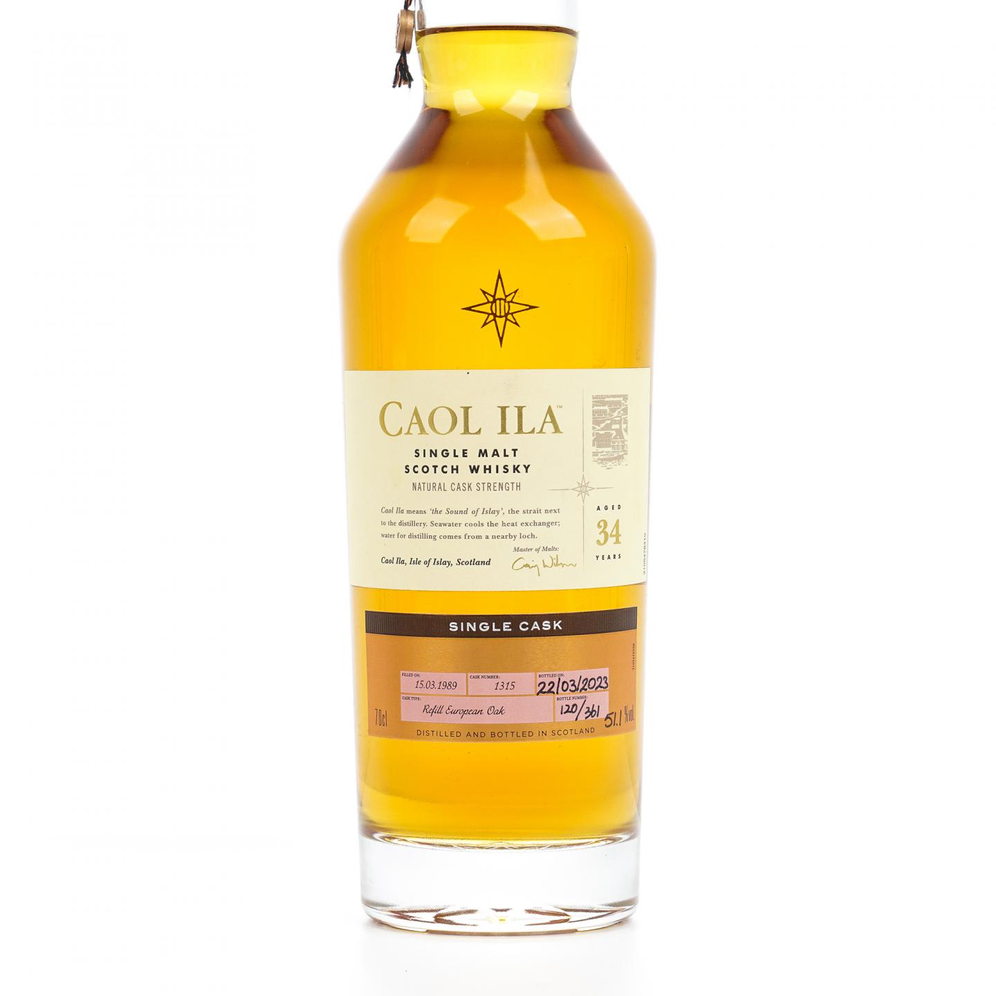 Caol Ila 卡尔里拉 34年 1989-2023 COD 单一原桶 星星标#1315 行货