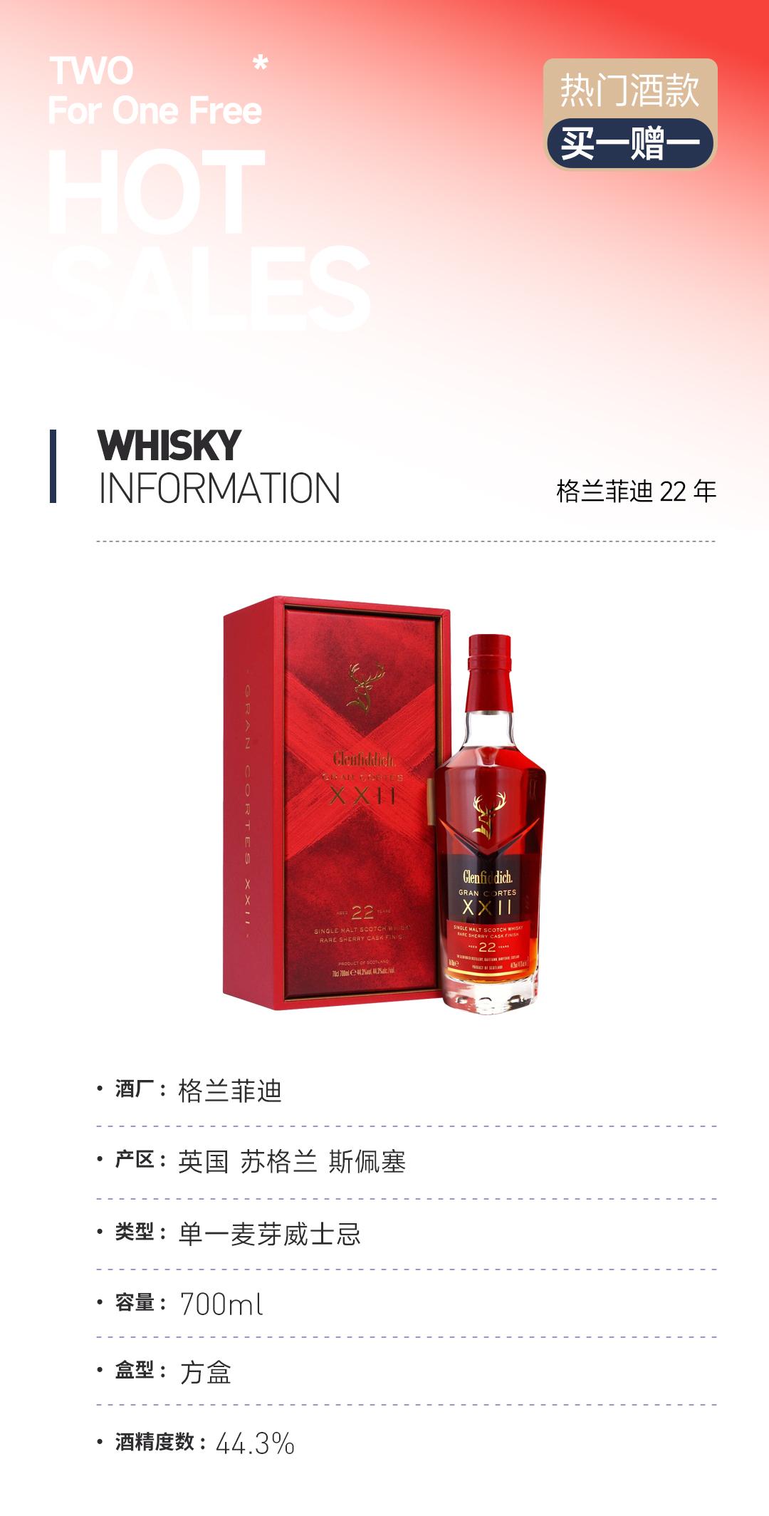 【买一赠一】格兰菲迪22年 赠：格兰冠12年
