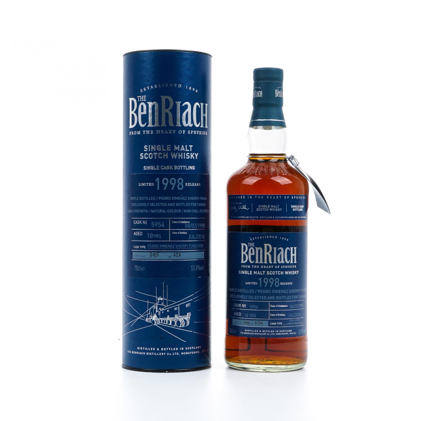 BenRiach 本利亚克 18年 1998-2016 雪莉桶后熟#5954 52.8%