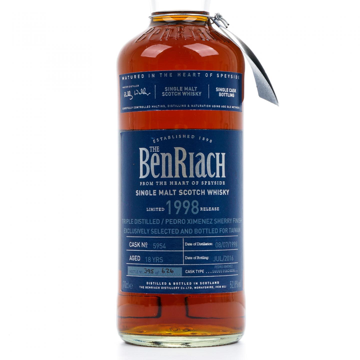 BenRiach 本利亚克 18年 1998-2016 雪莉桶后熟#5954 52.8%