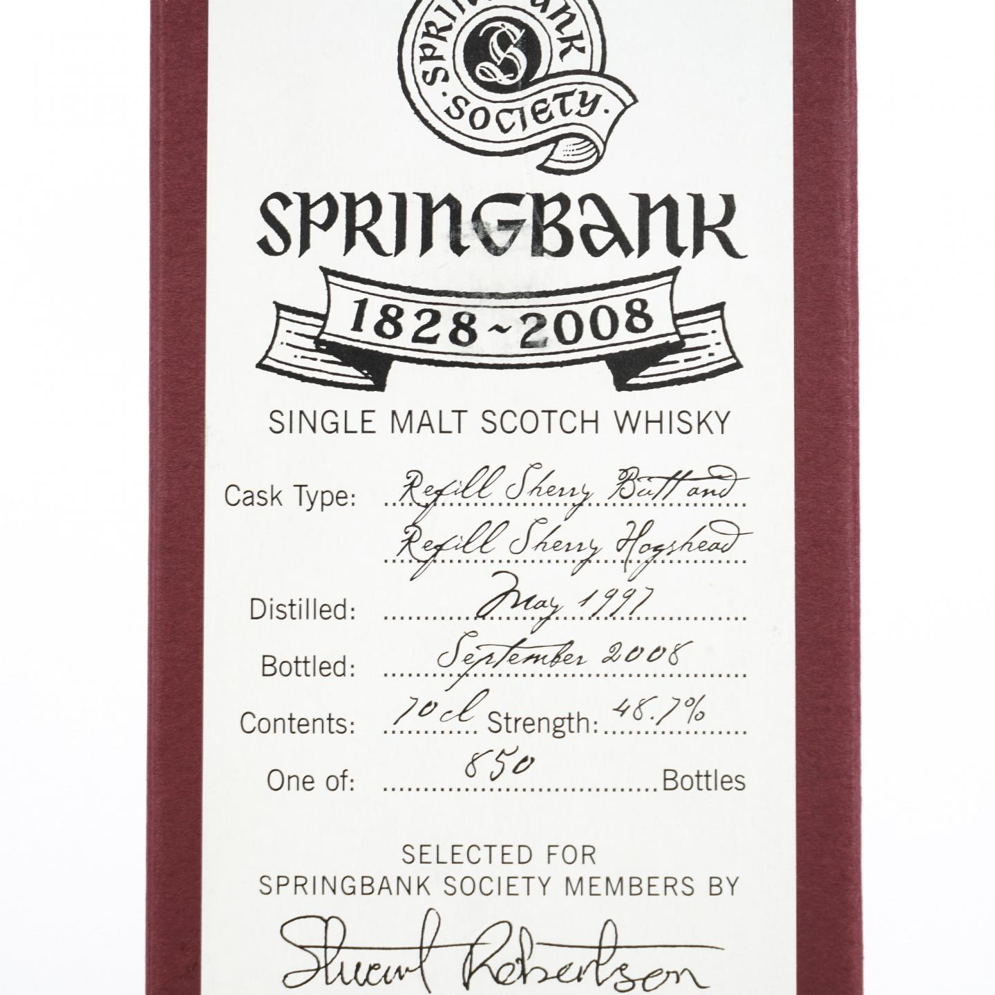 Springbank 云顶 1997-2008 雪莉桶 云顶协会