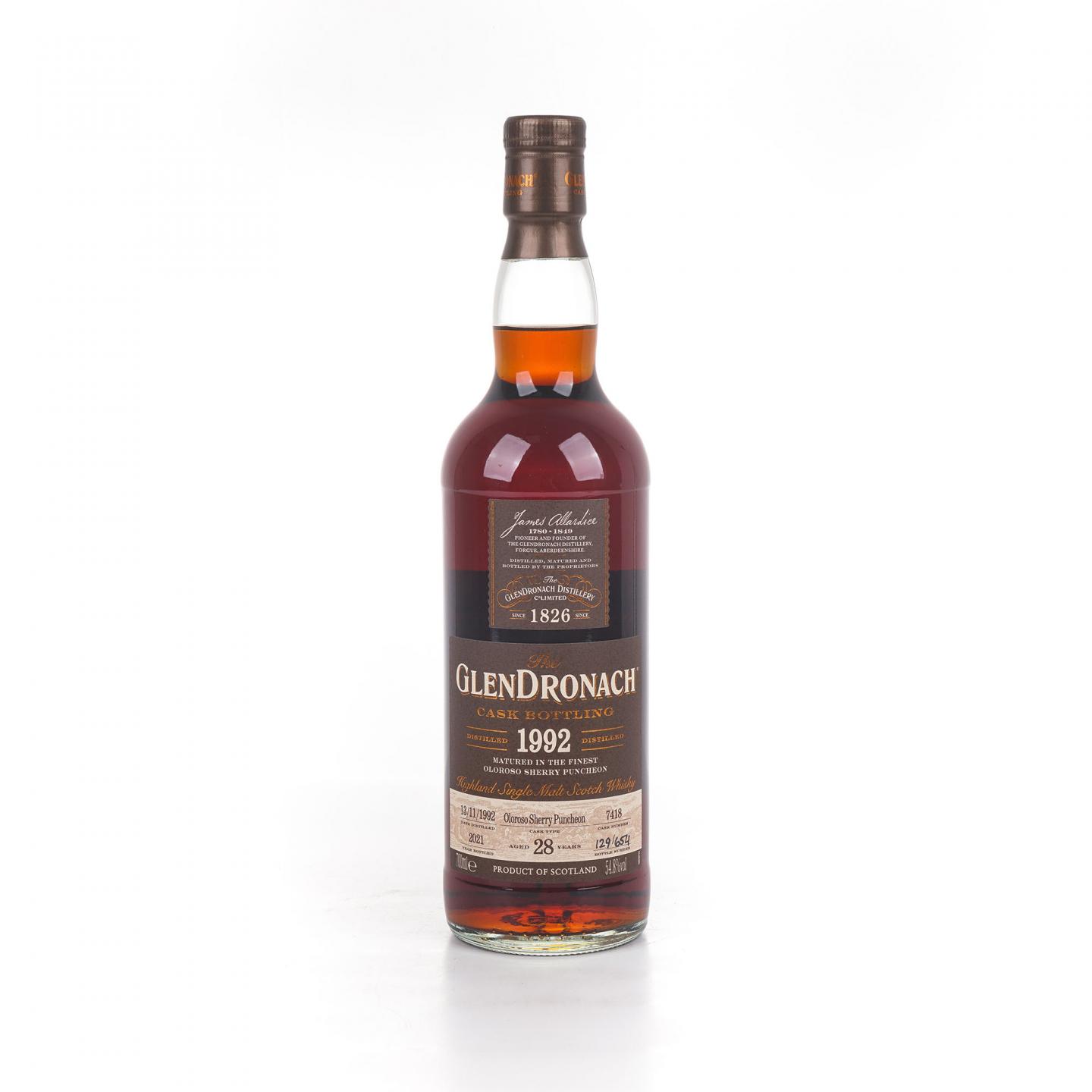 Glendronach 格兰多纳 28年 1992-2021 雪莉桶#7418 54.8%