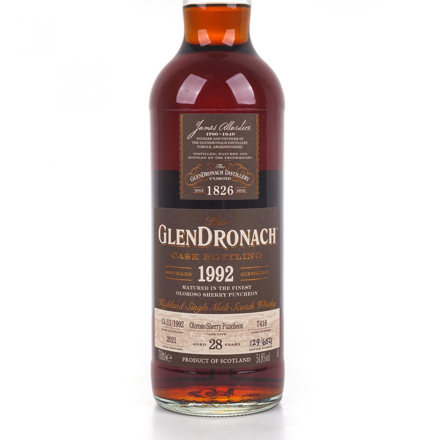 Glendronach 格兰多纳 28年 1992-2021 雪莉桶#7418 54.8%