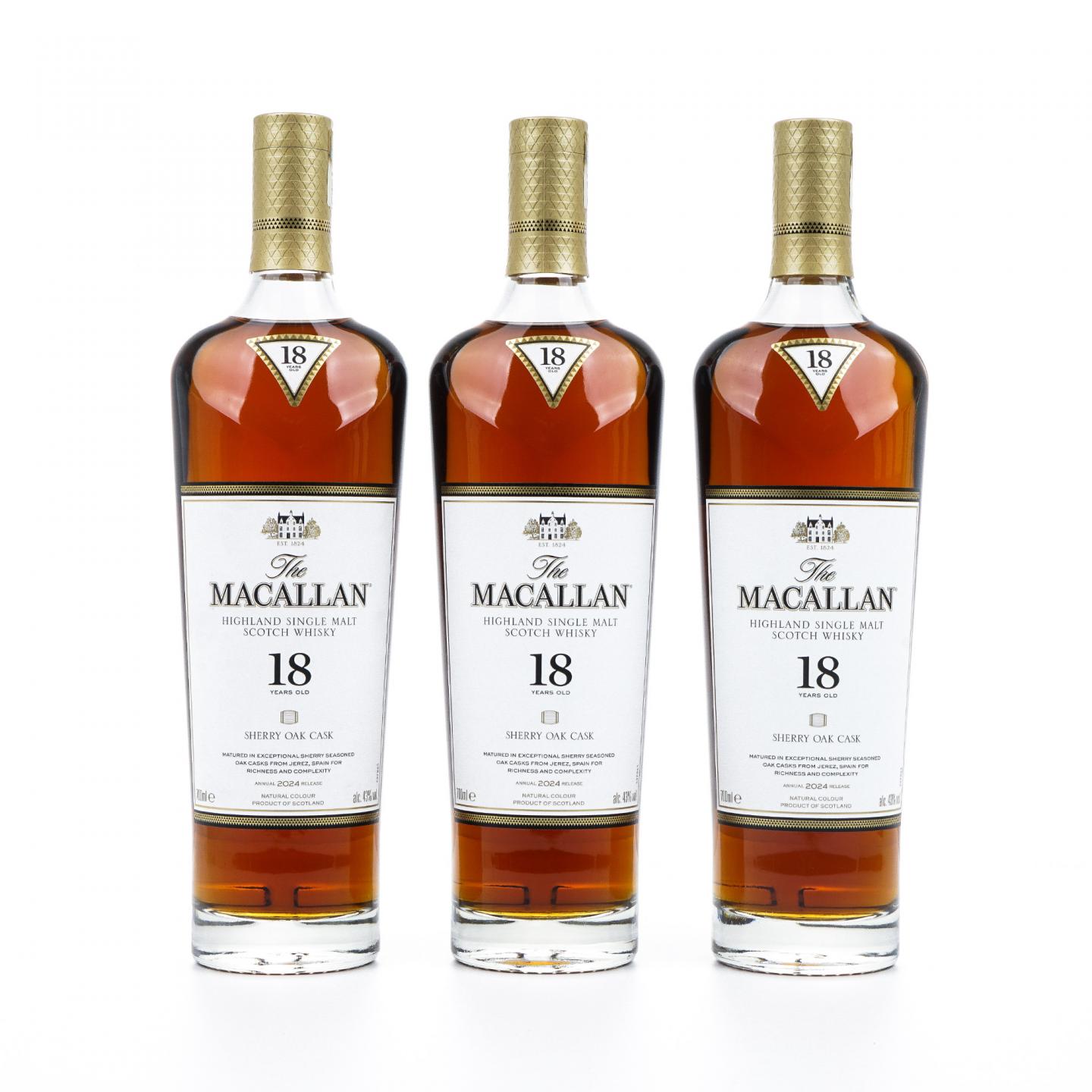 【附X光图】Macallan 麦卡伦 18年 2024 雪莉桶 3瓶组