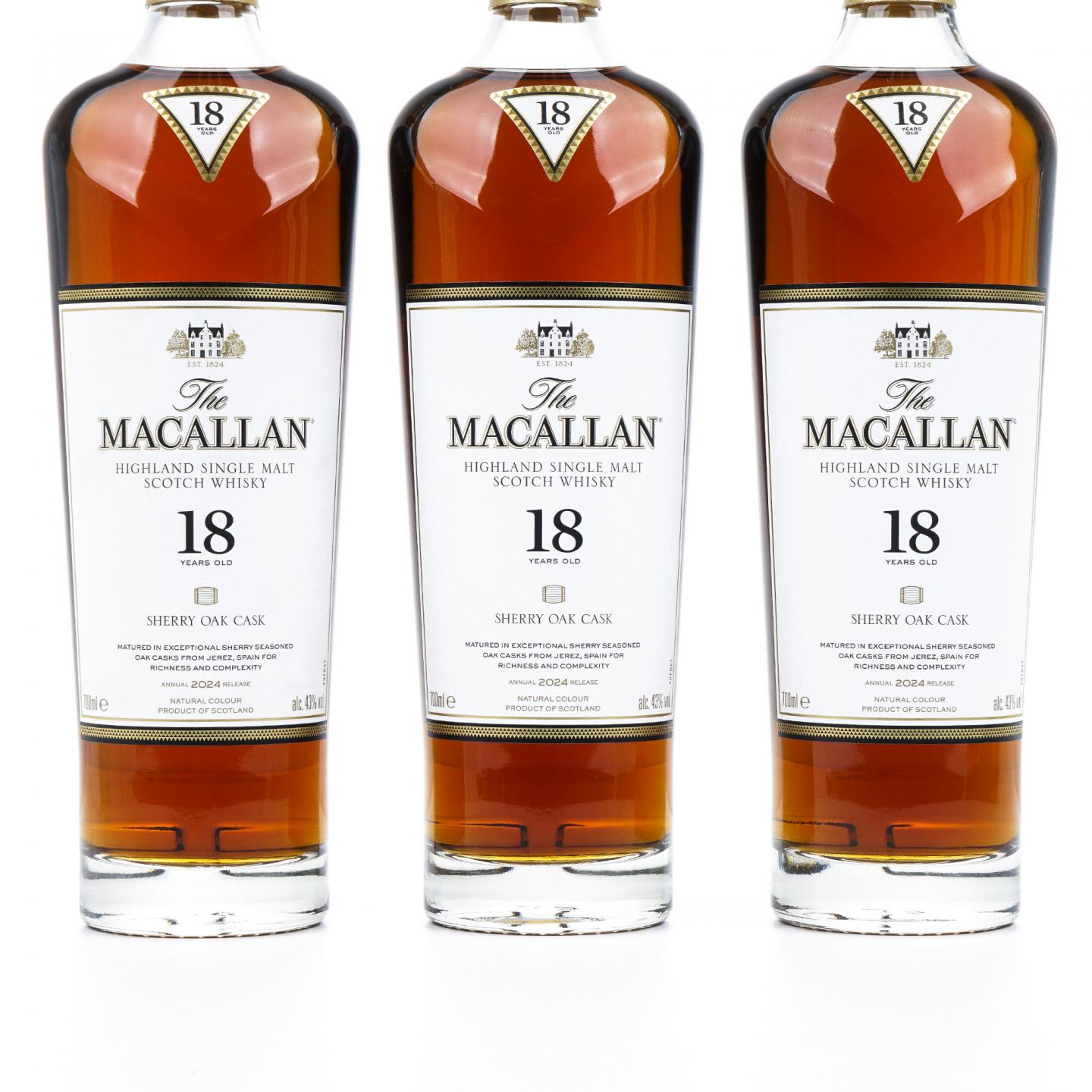 【附X光图】Macallan 麦卡伦 18年 2024 雪莉桶 3瓶组