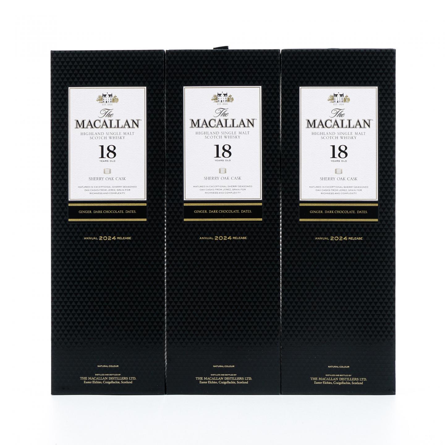 【附X光图】Macallan 麦卡伦 18年 2024 雪莉桶 3瓶组