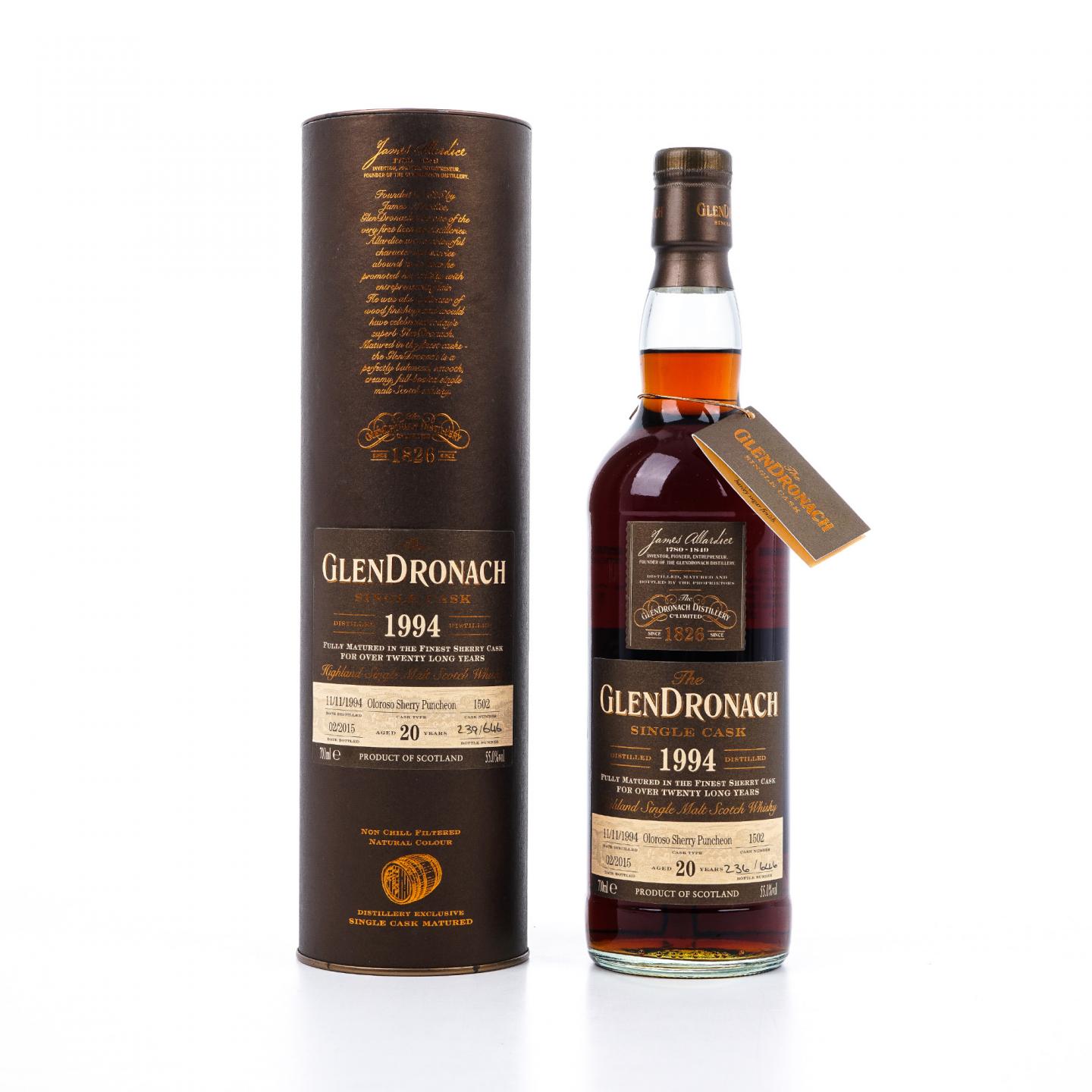 Glendronach 格兰多纳 20年 1994-2015 雪莉桶#1502 非原盒