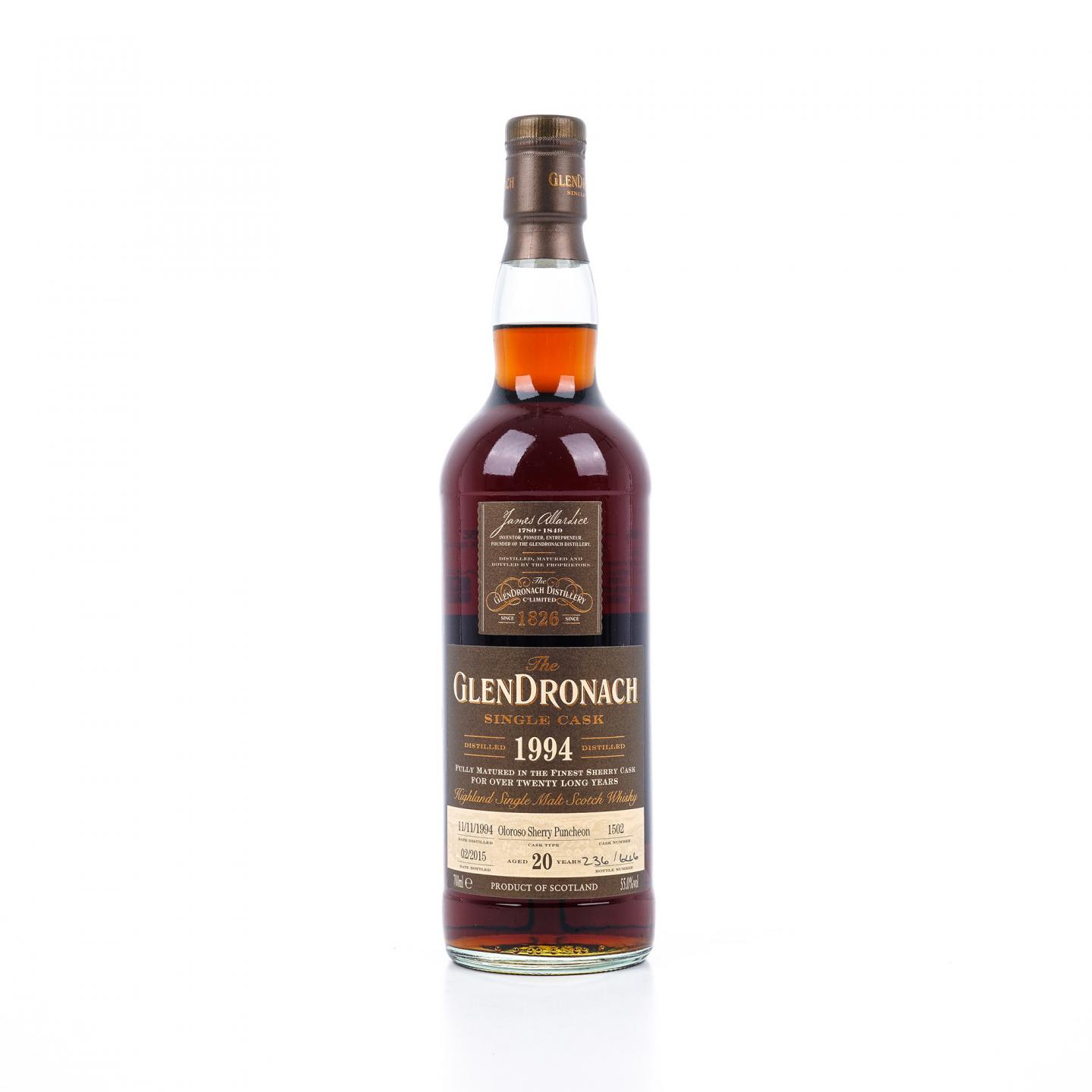 Glendronach 格兰多纳 20年 1994-2015 雪莉桶#1502 非原盒