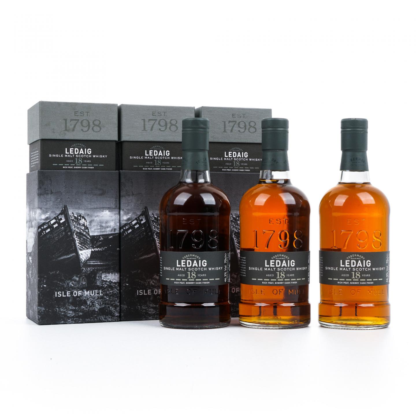 Ledaig 里爵 18年 2019 雪莉桶后熟 3瓶组