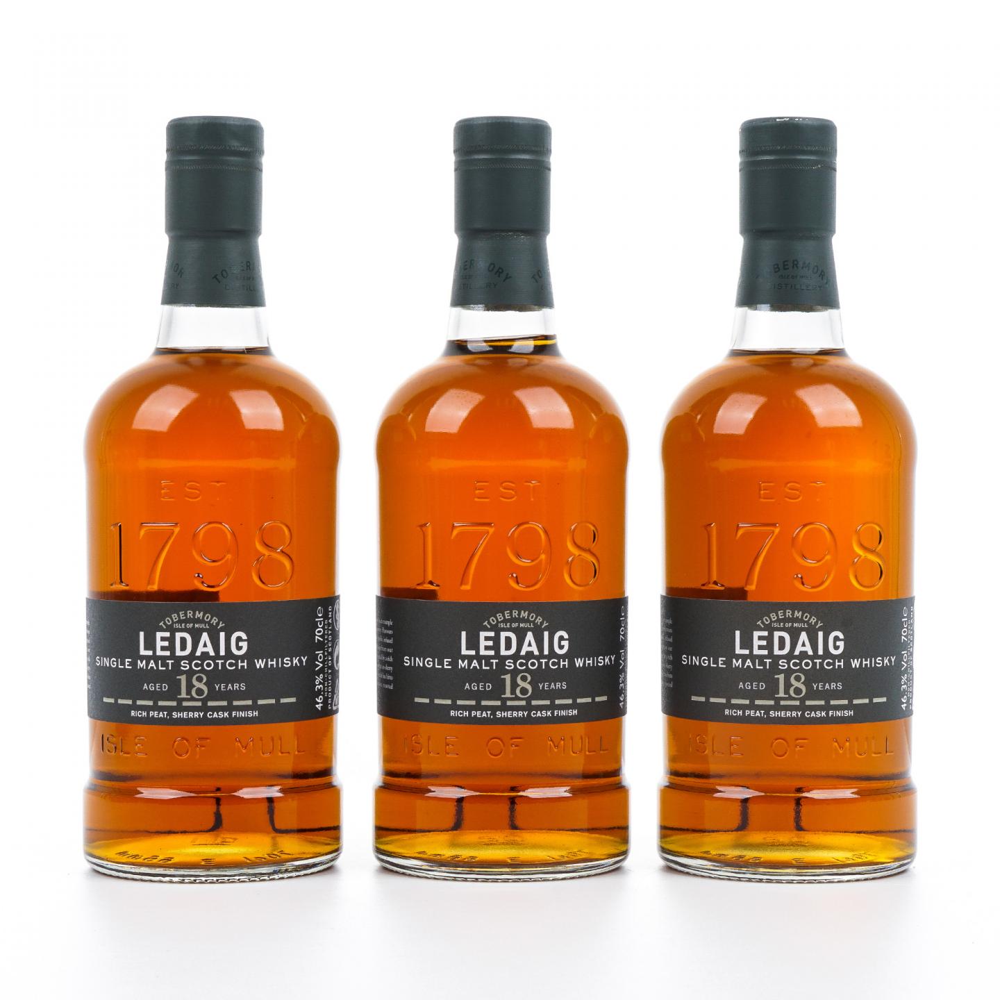 Ledaig 里爵 18年 2019 雪莉桶后熟 3瓶组