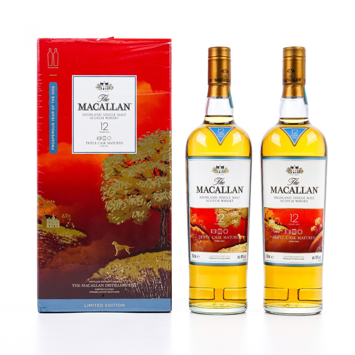 Macallan 麦卡伦 12年 Triple Cask 2018 狗年限定 2支组