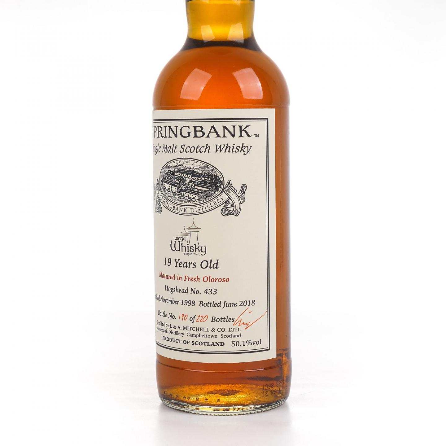 Springbank 云顶 19年 1998-2018 德國wega whisky私人裝瓶#433