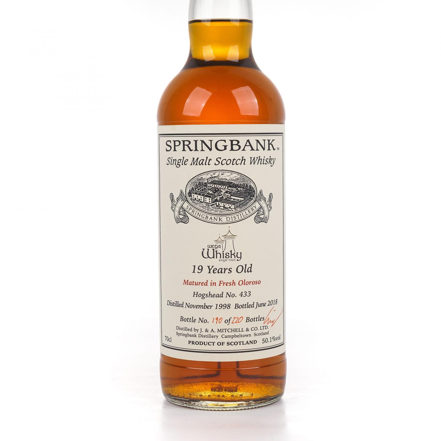 Springbank 云顶 19年 1998-2018 德國wega whisky私人裝瓶#433