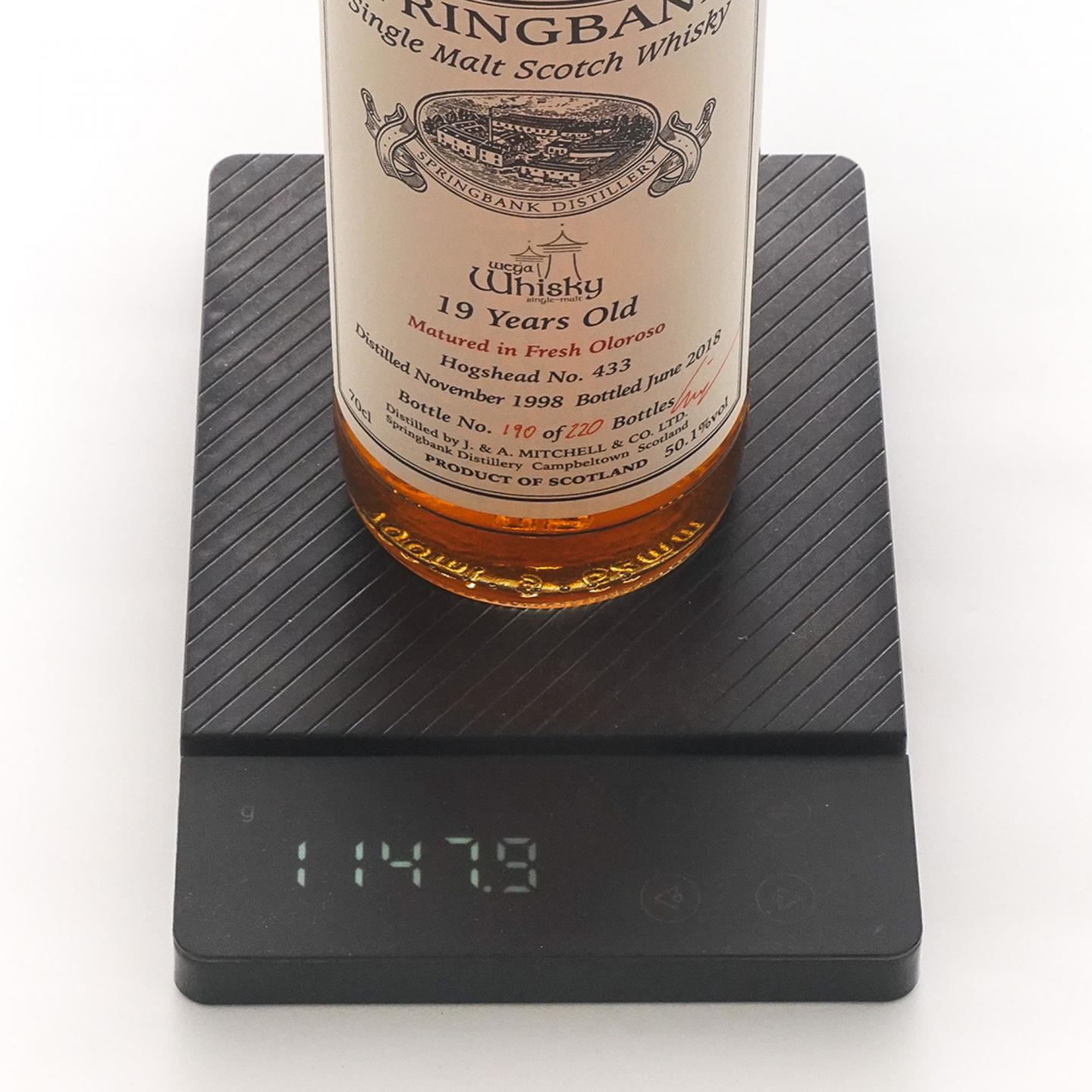 Springbank 云顶 19年 1998-2018 德國wega whisky私人裝瓶#433