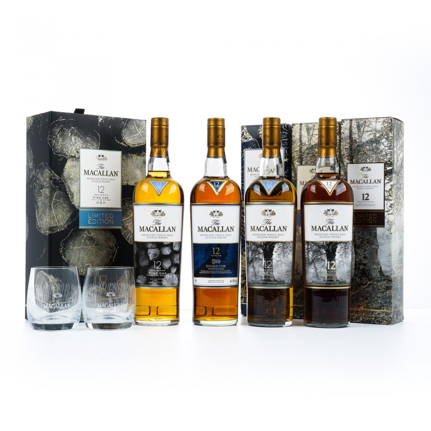 Macallan 麦卡伦 12年 经典雪莉桶/Double Cask/黄金三桶/三桶陈酿系列 4支组