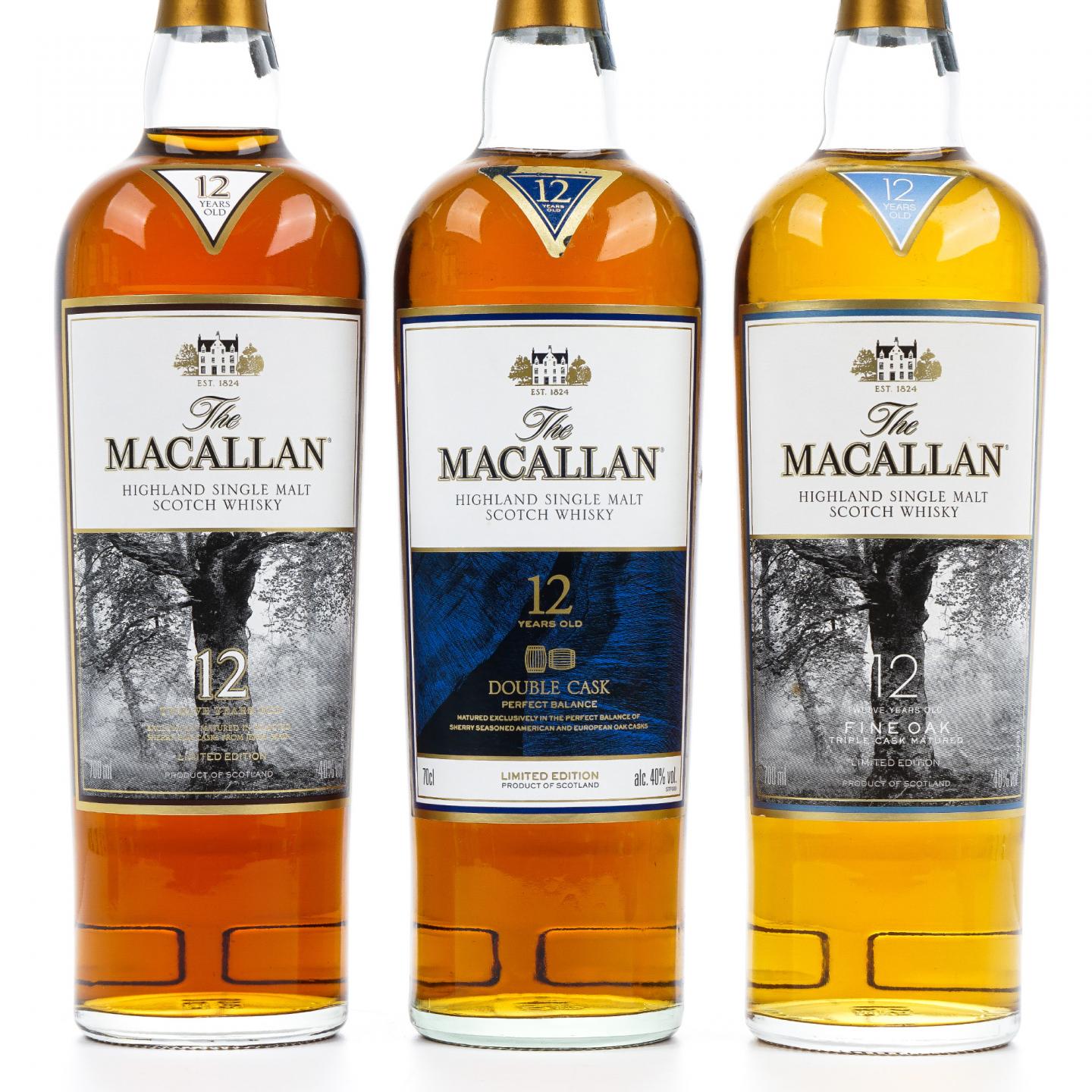 Macallan 麦卡伦 12年 经典雪莉桶/Double Cask/黄金三桶/三桶陈酿系列 4支组