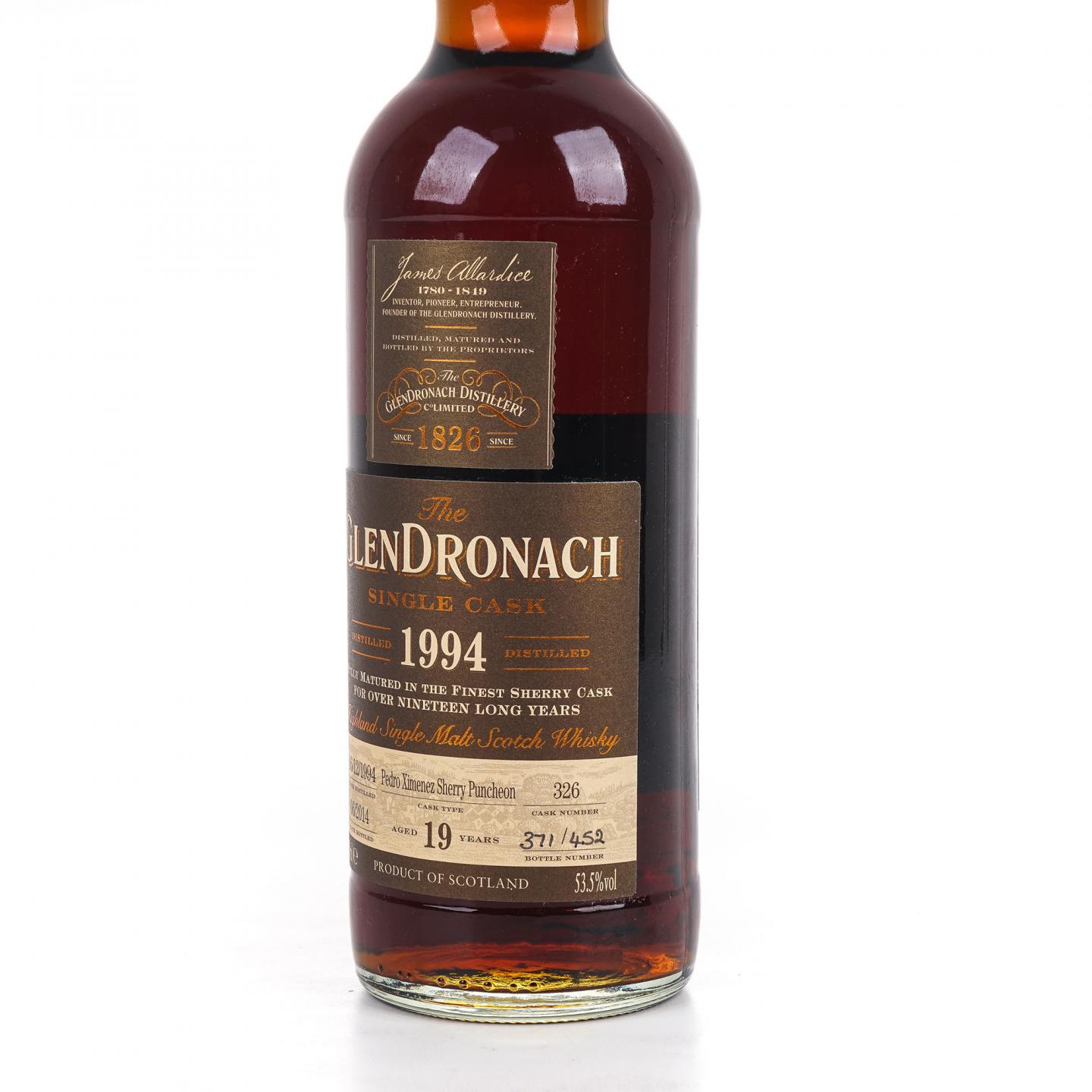 Glendronach 格兰多纳 19年 1994-2014 雪莉单桶#326