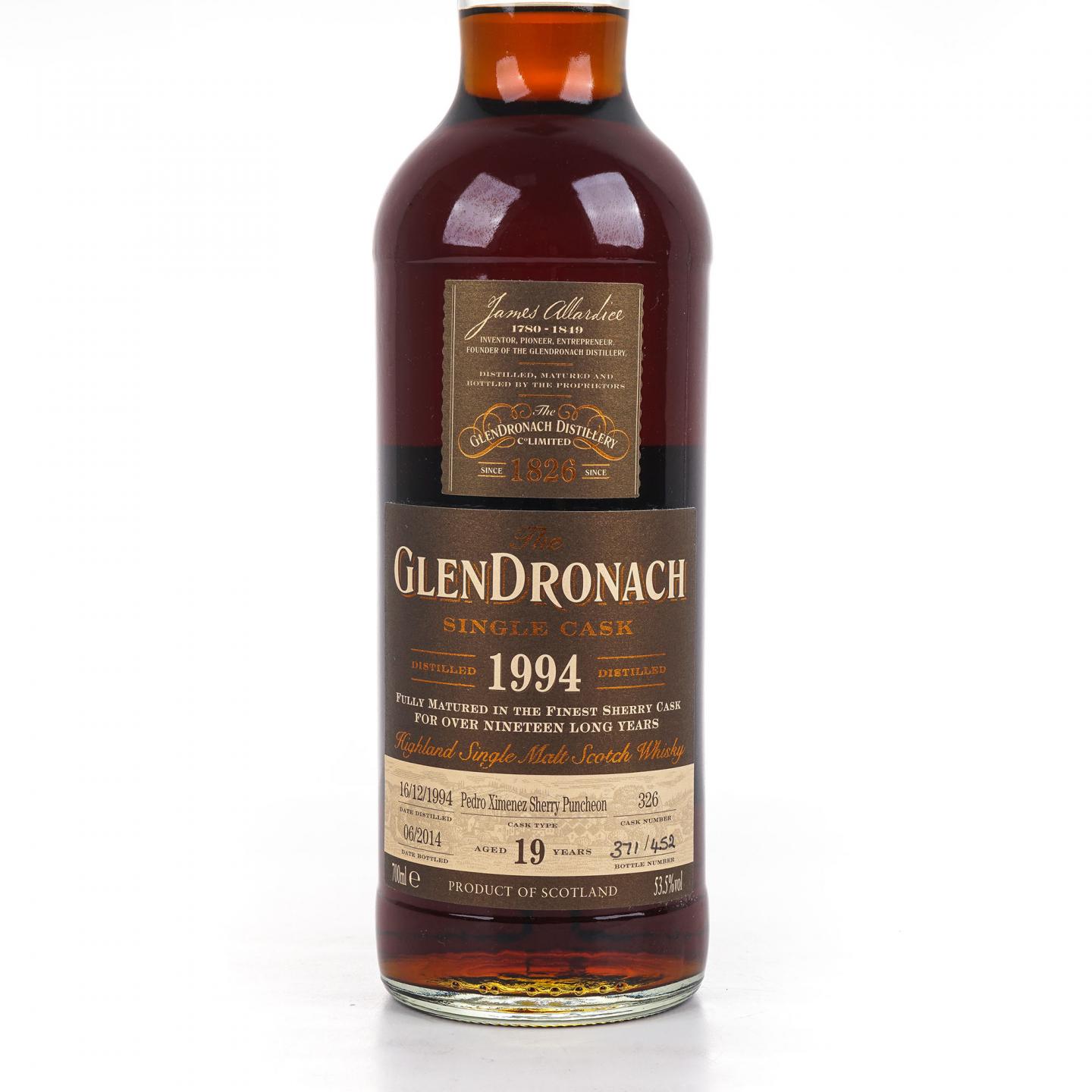 Glendronach 格兰多纳 19年 1994-2014 雪莉单桶#326