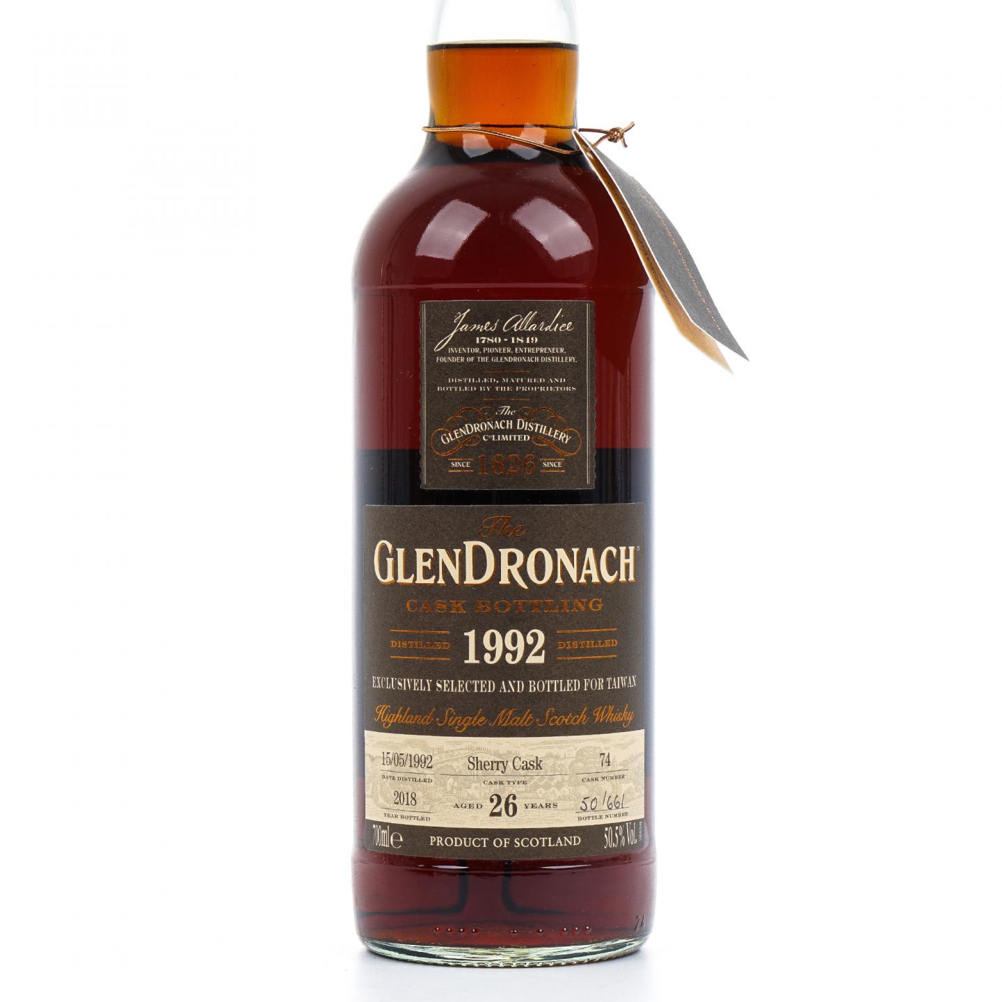 Glendronach 格兰多纳 26年 1992-2018 雪莉单桶#74