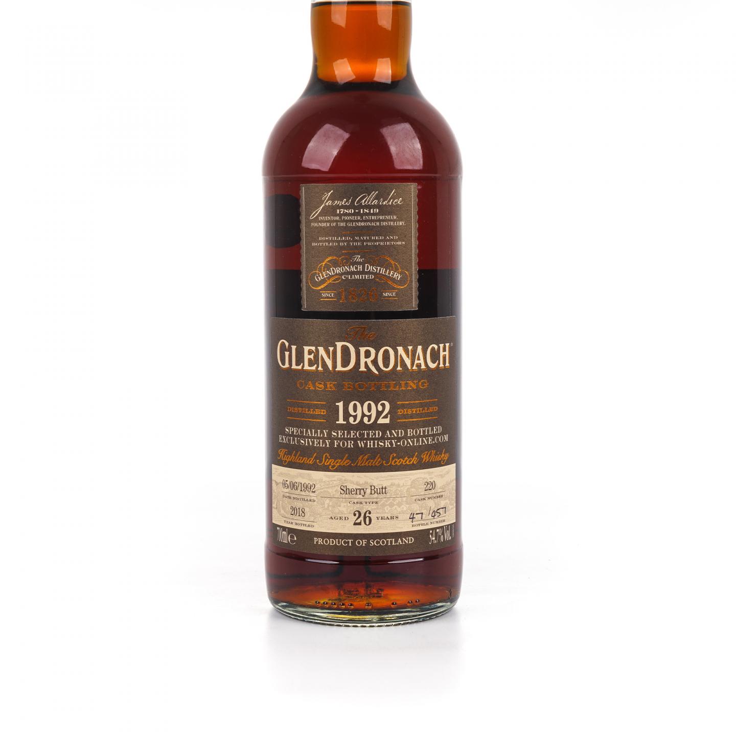 Glendronach 格兰多纳 26年 1992-2018 雪莉桶#220