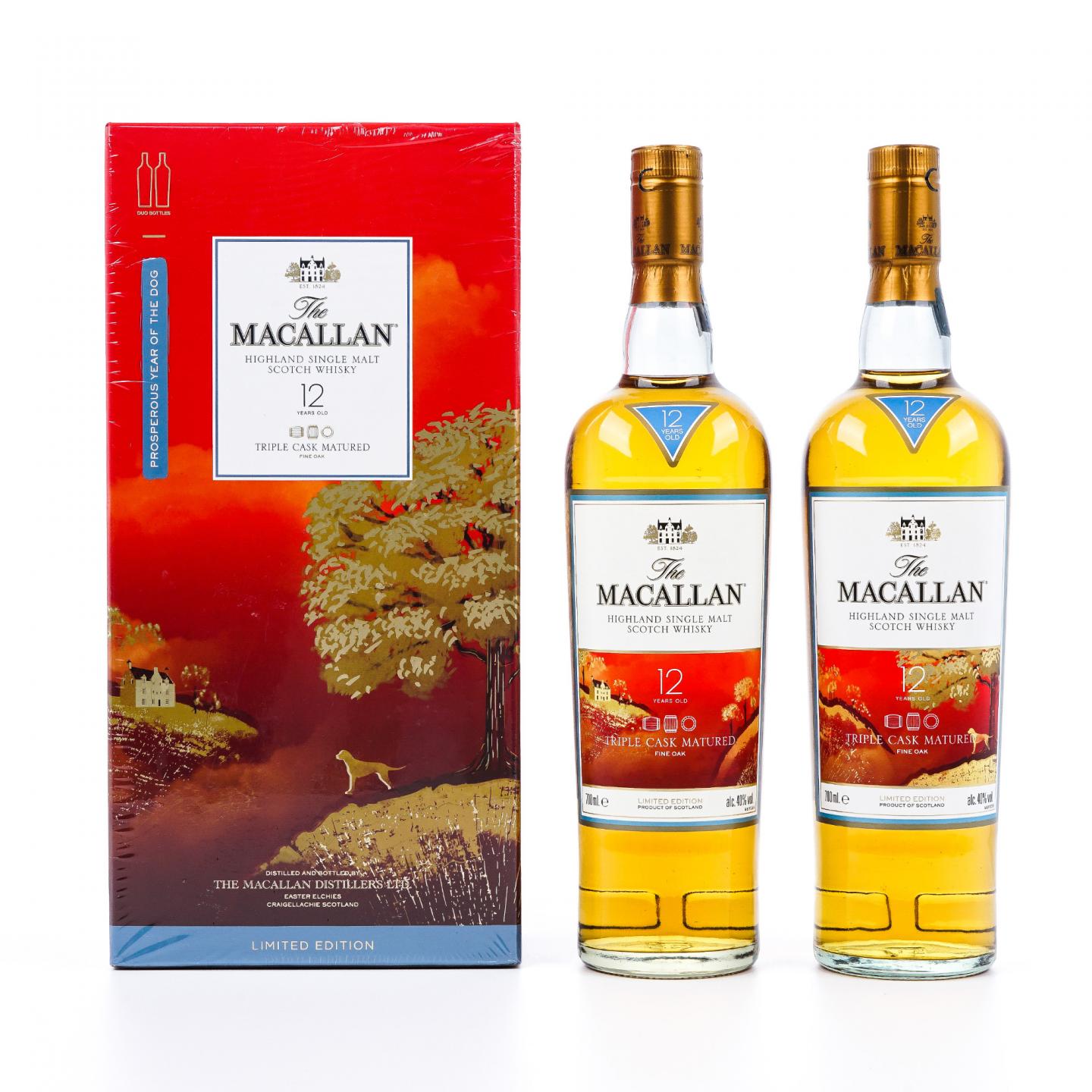 Macallan 麦卡伦 12年 Triple Cask 2018 狗年限定 2支组