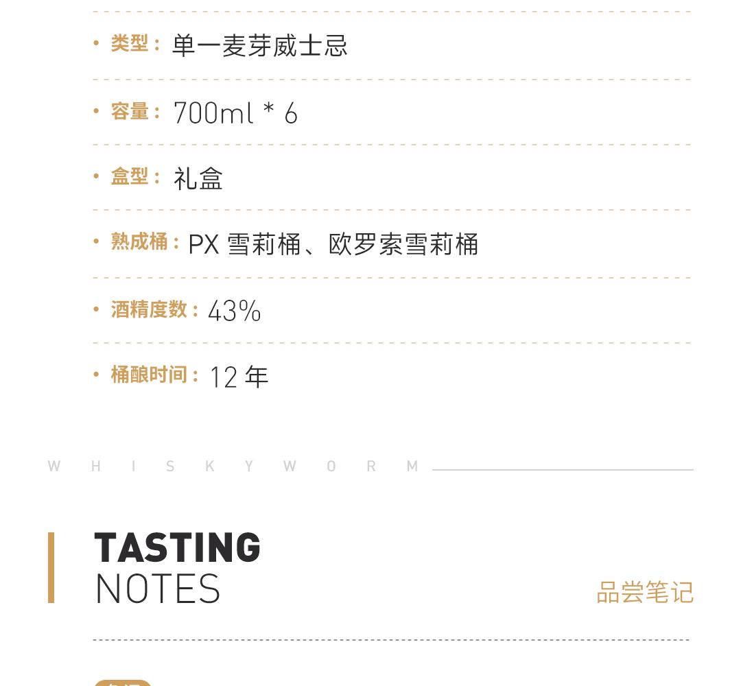 【6瓶装 更实惠】Glendronach 格兰多纳12年单一麦芽威士忌