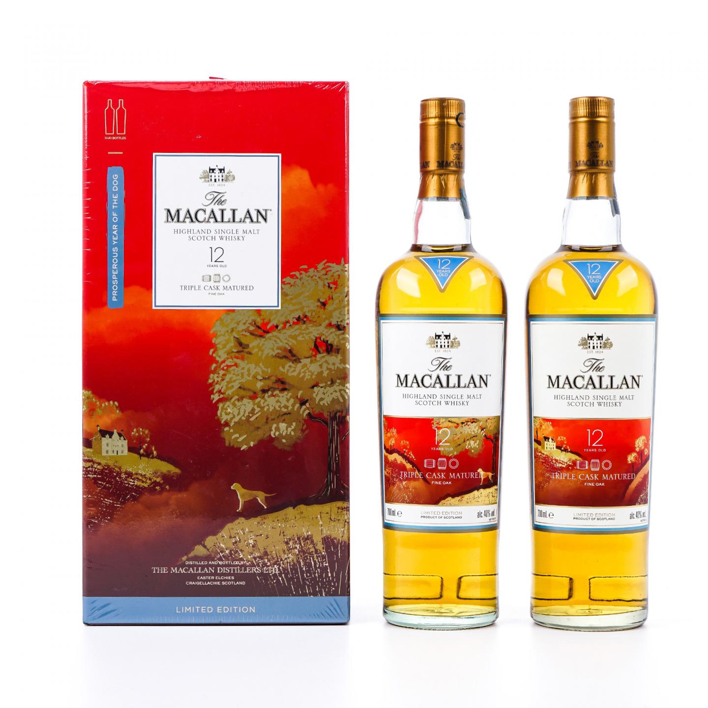 Macallan 麦卡伦 12年 Triple Cask 2018 狗年限定 2支组