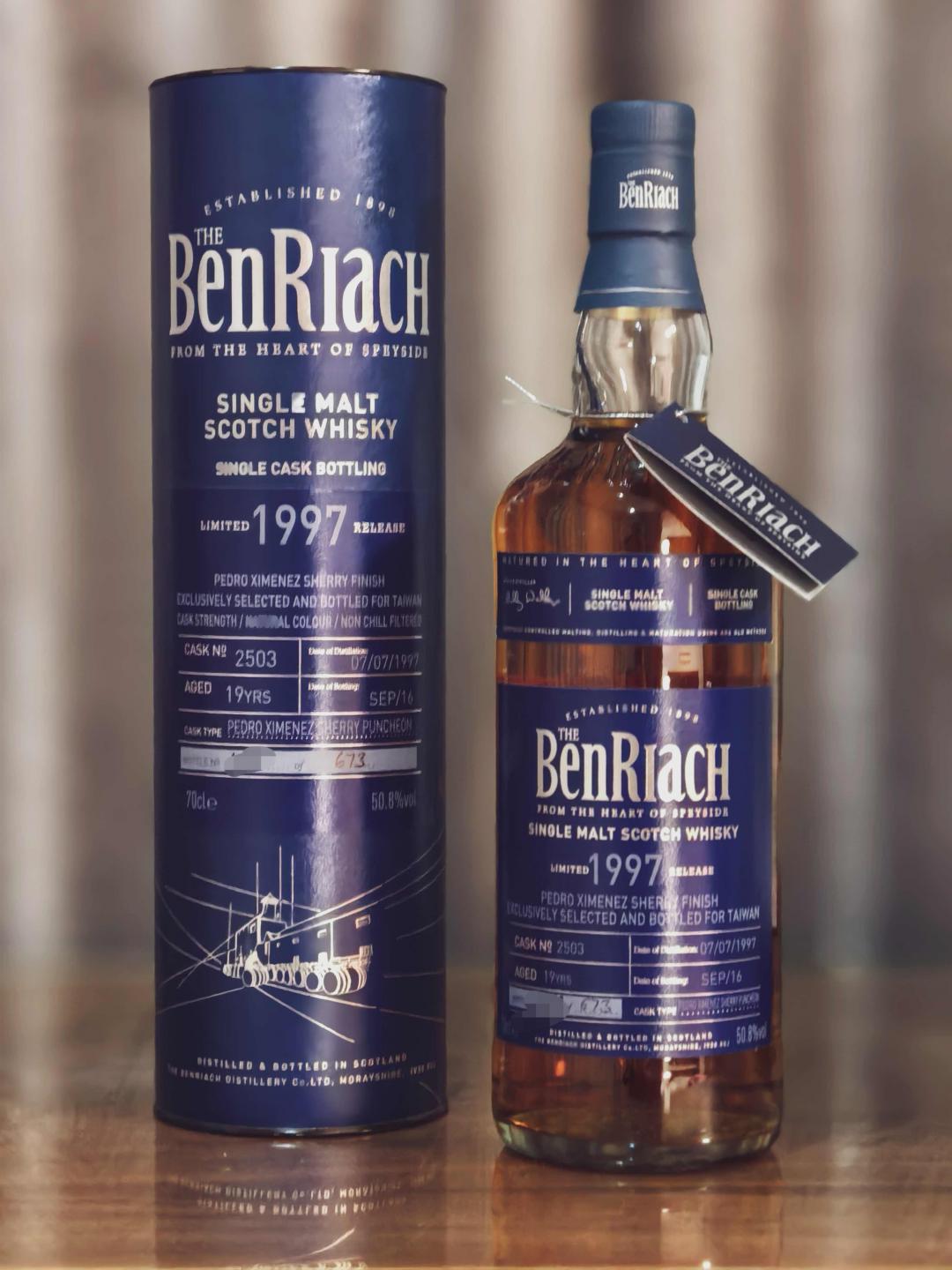 BenRiach 本利亚克 19年1997-2016 单桶桶强#2503 比利沃克时期老酒 包邮