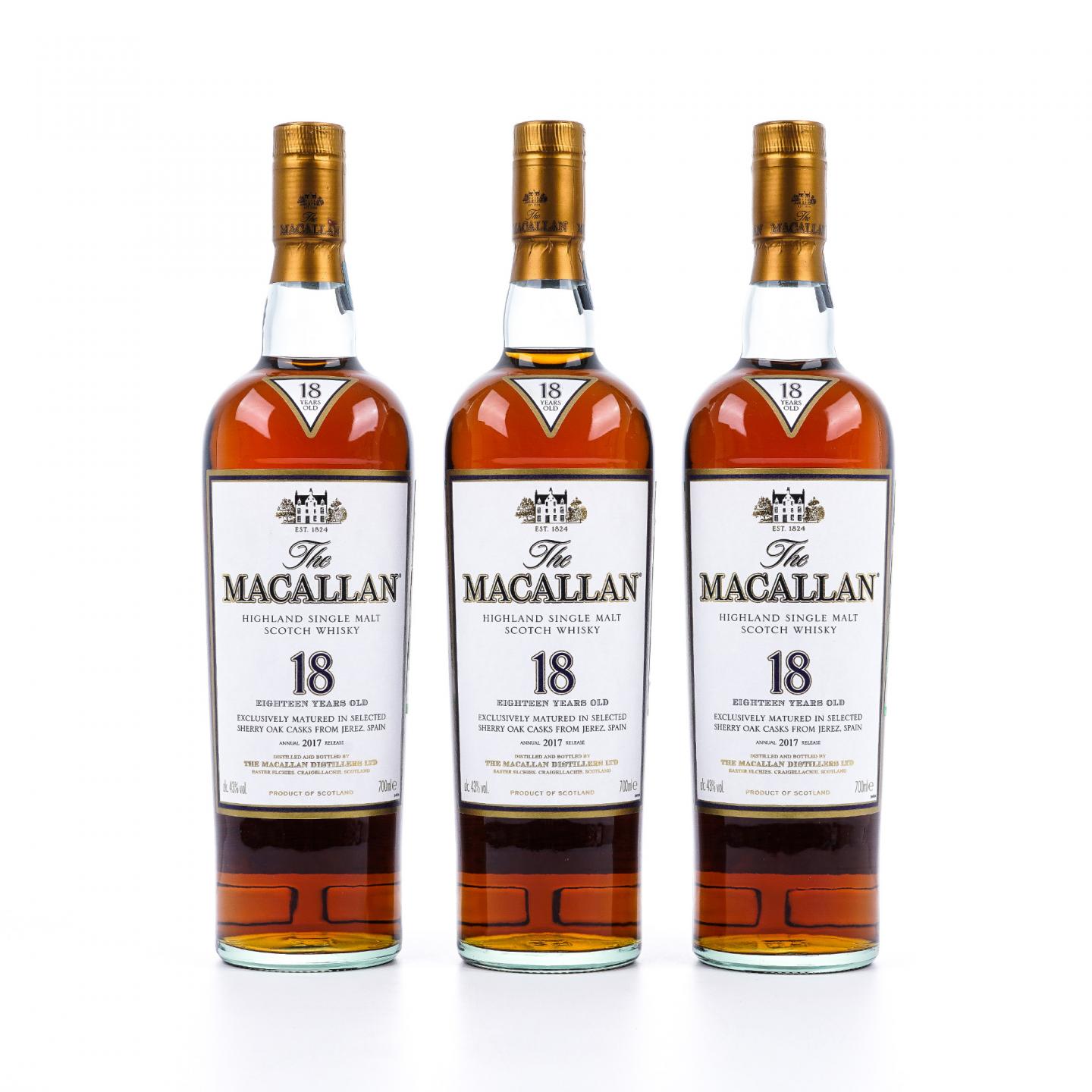 Macallan 麦卡伦 18年 2017 雪莉桶 3支组