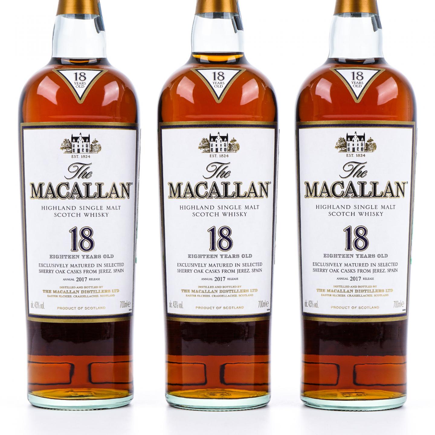 Macallan 麦卡伦 18年 2017 雪莉桶 3支组