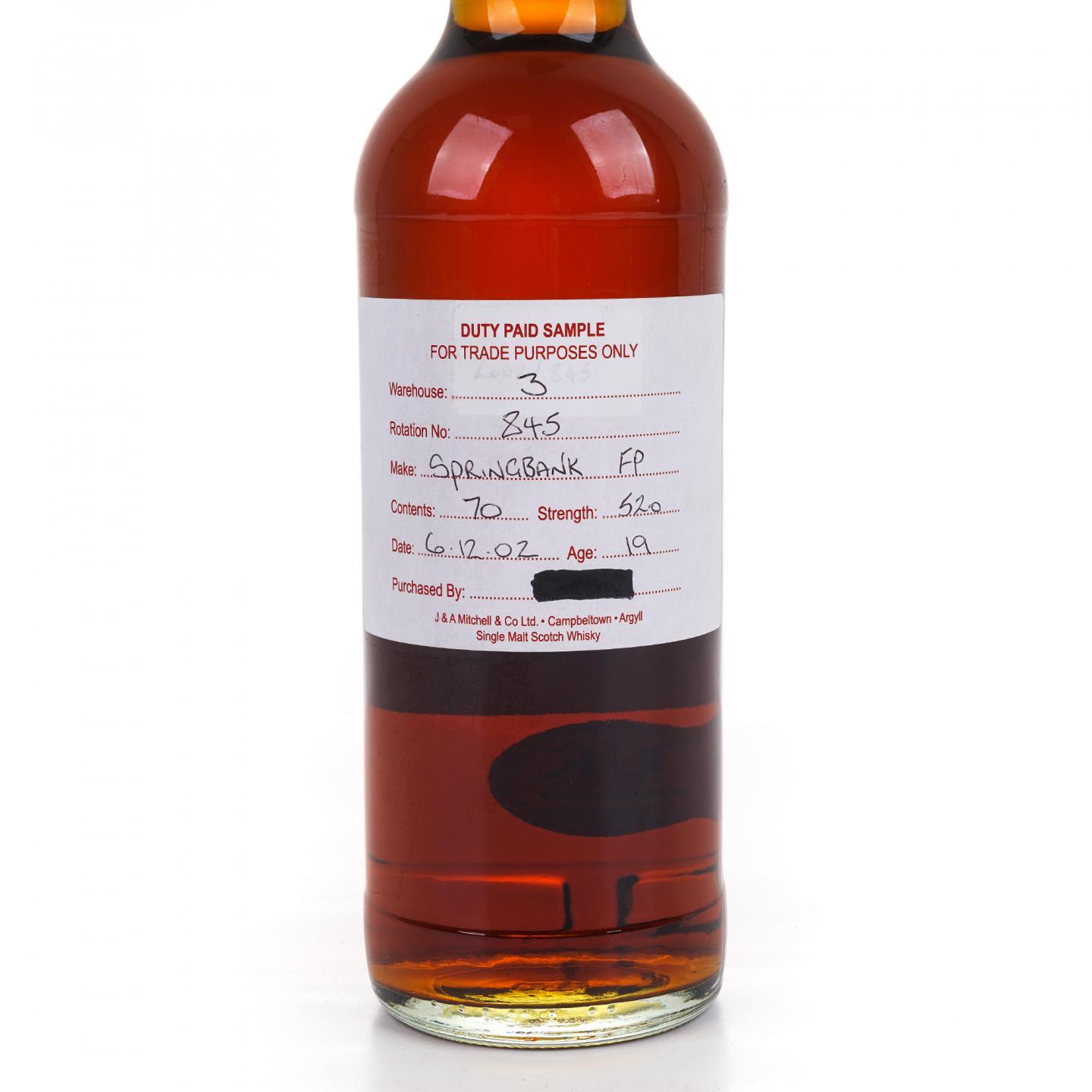 Springbank 云顶 19年 2002 完税瓶